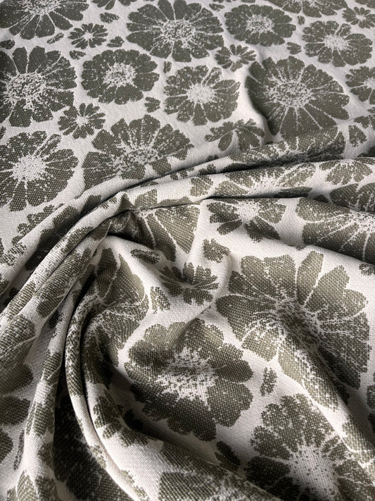 CELIA 023 cot jacquard with big flower design khaky / ecru