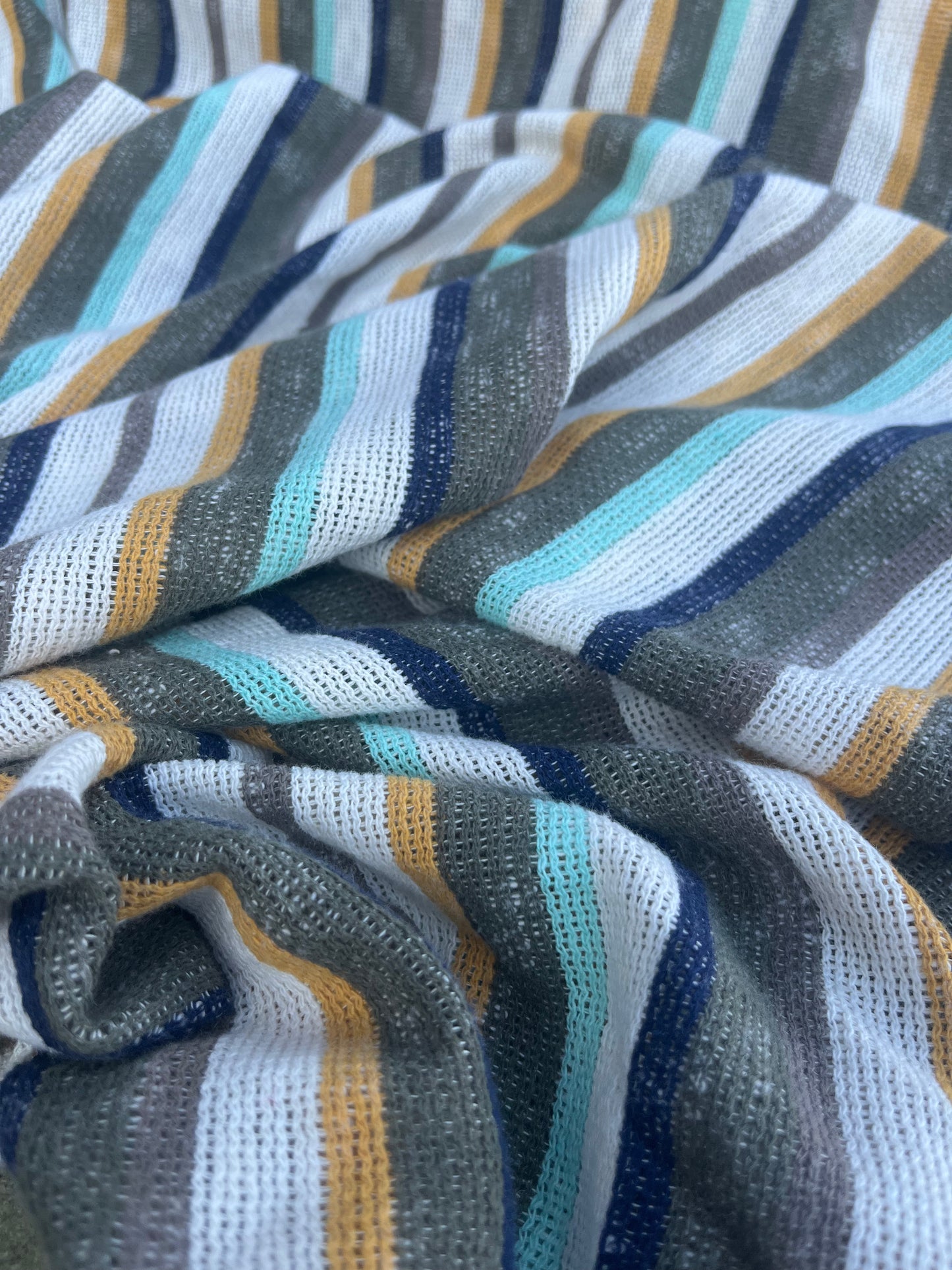 RW 074 cotton tricot stripes khaky/yellow/navy/aqua