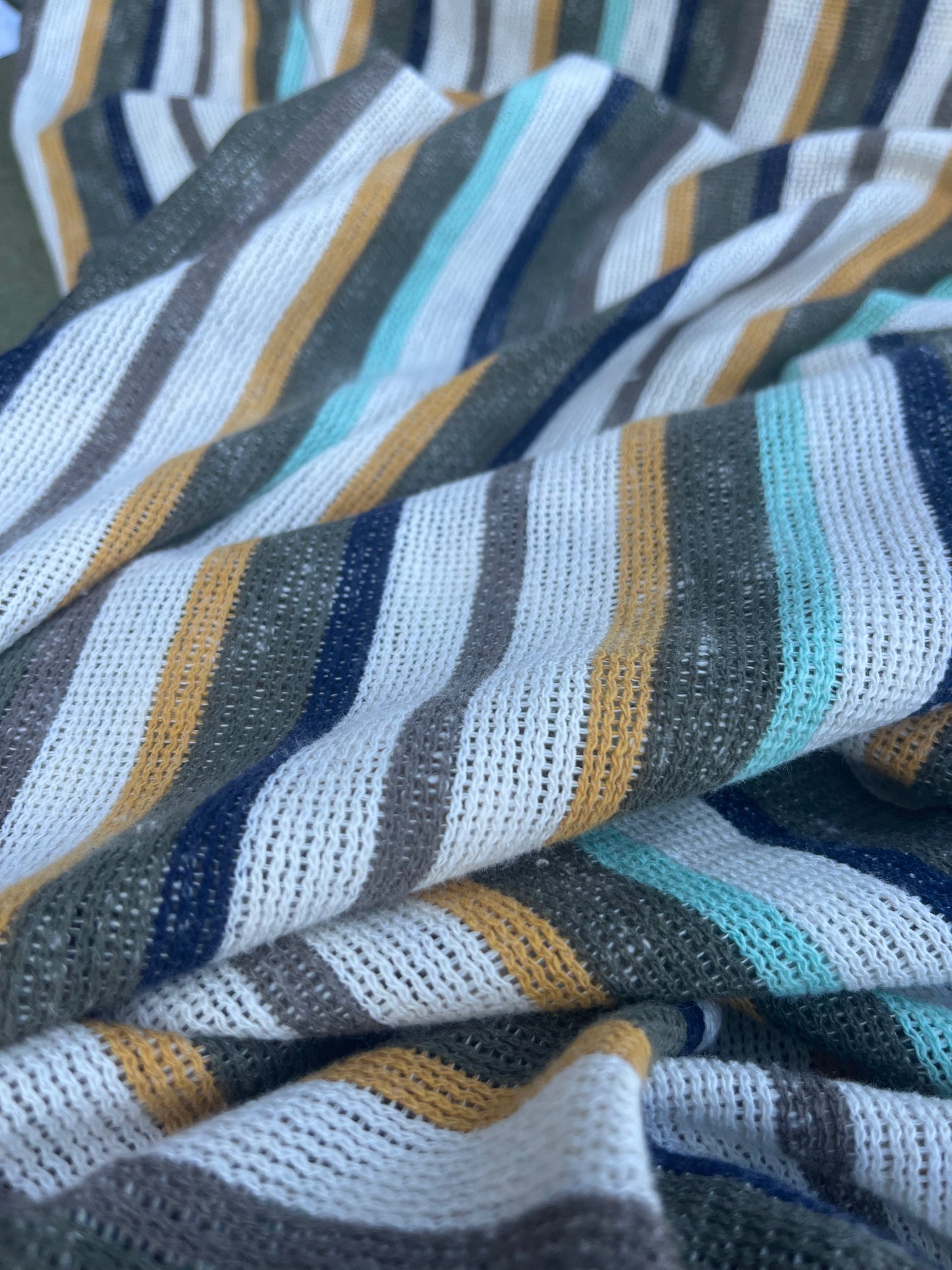 RW 074 cotton tricot stripes khaky/yellow/navy/aqua