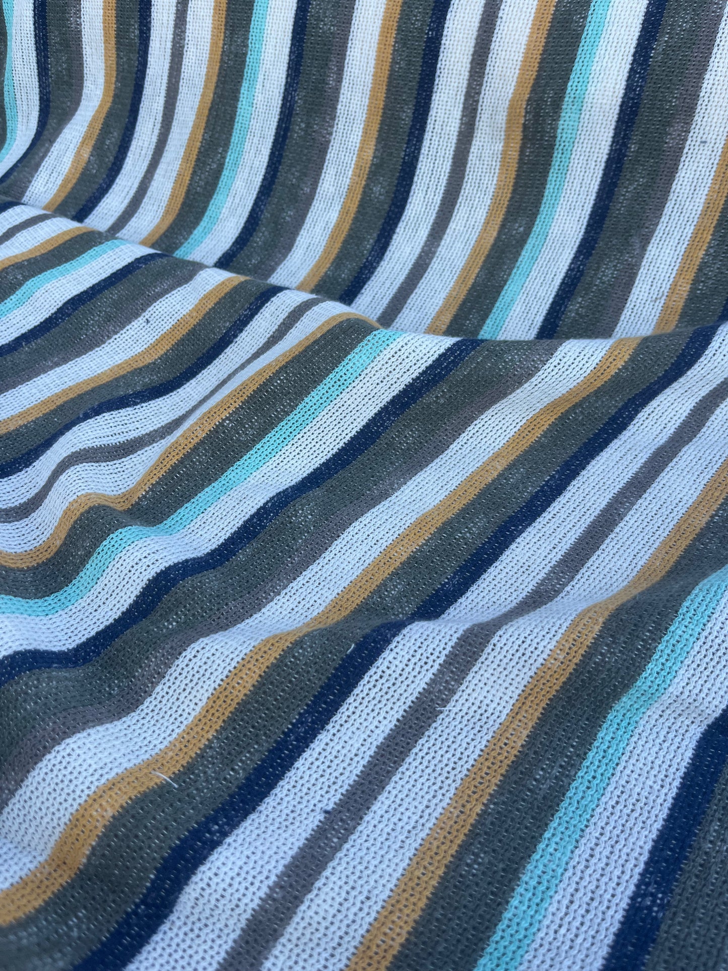 RW 074 cotton tricot stripes khaky/yellow/navy/aqua