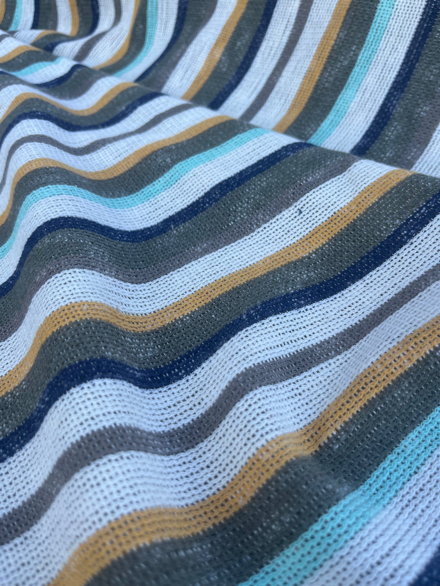 RW 074 cotton tricot stripes khaky/yellow/navy/aqua