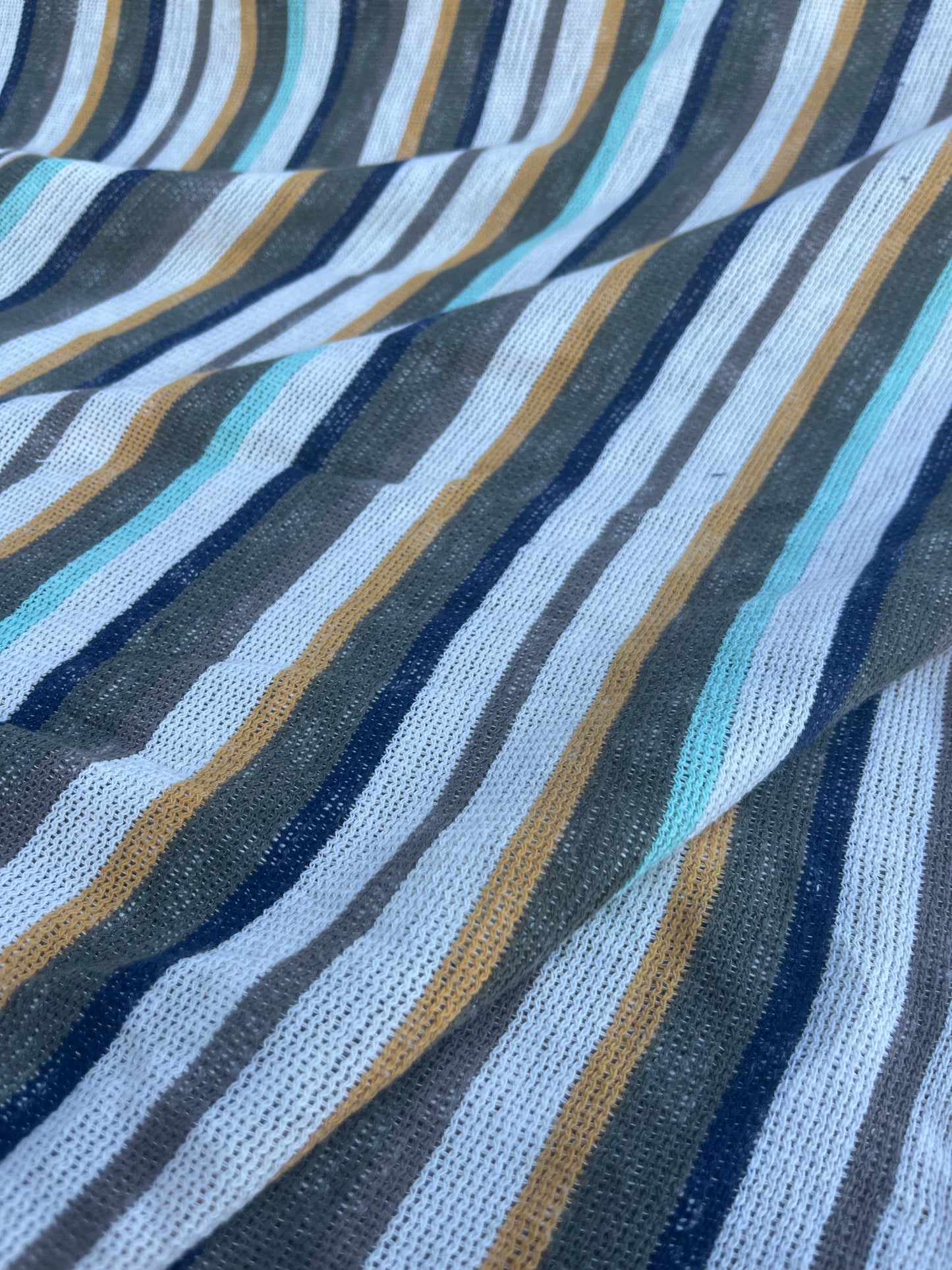 RW 074 cotton tricot stripes khaky/yellow/navy/aqua