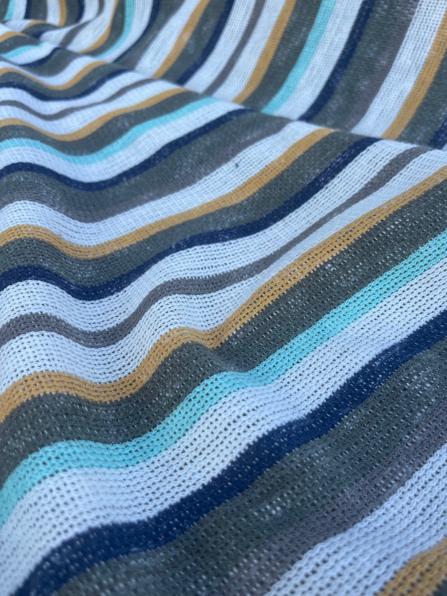 RW 074 cotton tricot stripes khaky/yellow/navy/aqua