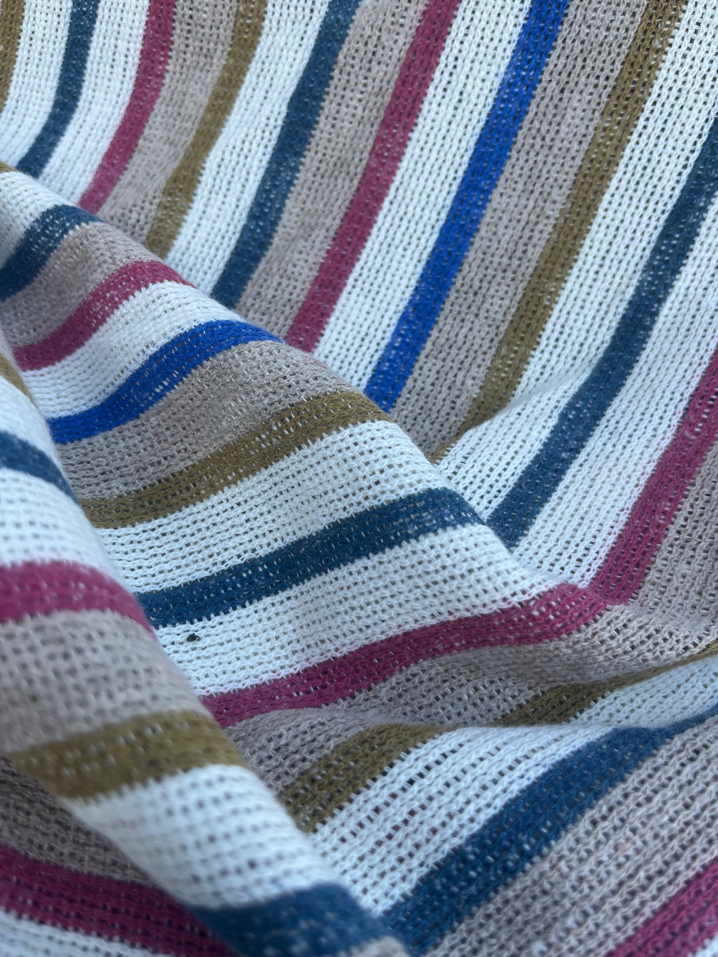 RW 077 cotton tricot stripes ecru/red/cobalt