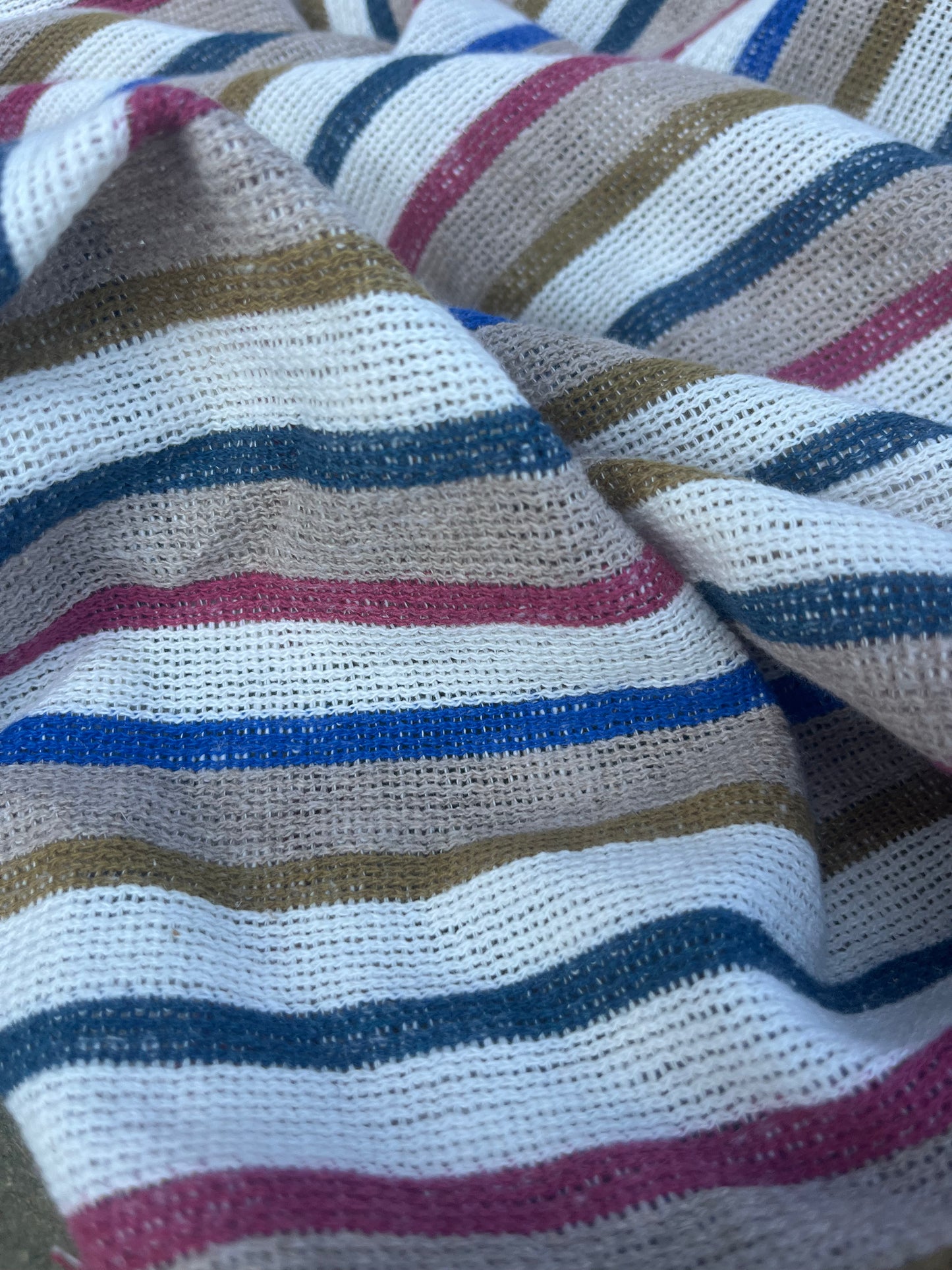 RW 077 cotton tricot stripes ecru/red/cobalt