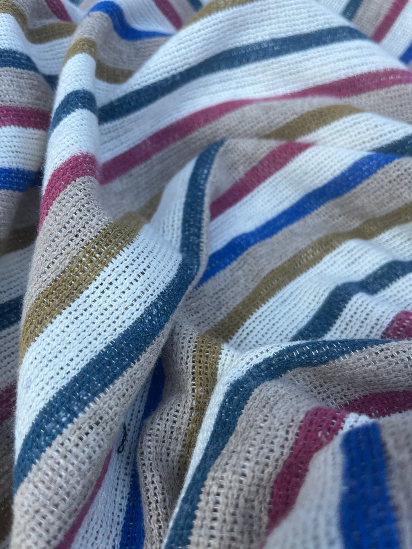 RW 077 cotton tricot stripes ecru/red/cobalt