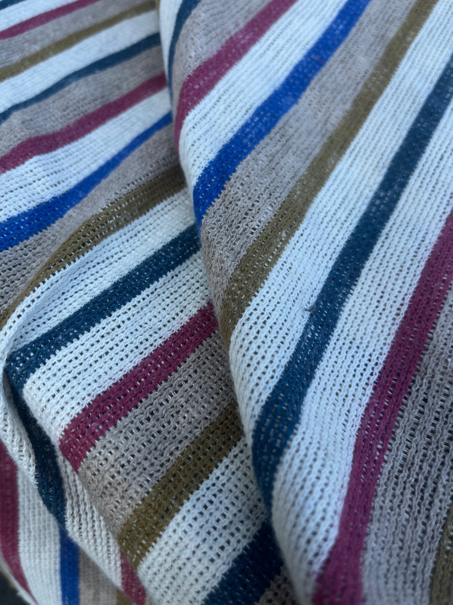 RW 077 cotton tricot stripes ecru/red/cobalt