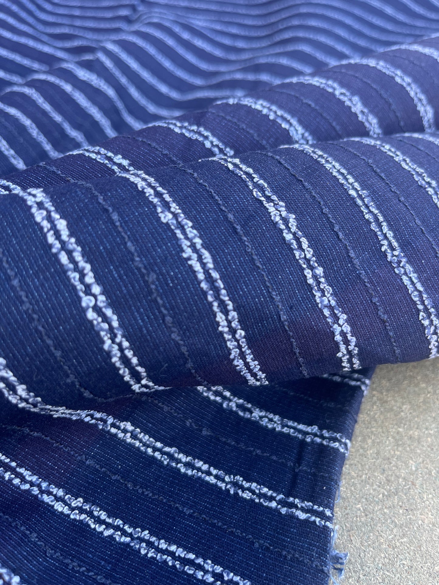 RW 078 coloured denim with slub stripes light blue