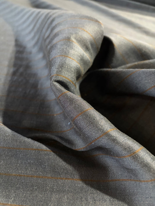 KRUSTY 021 indigo/rust shiny cotton suiting stripes