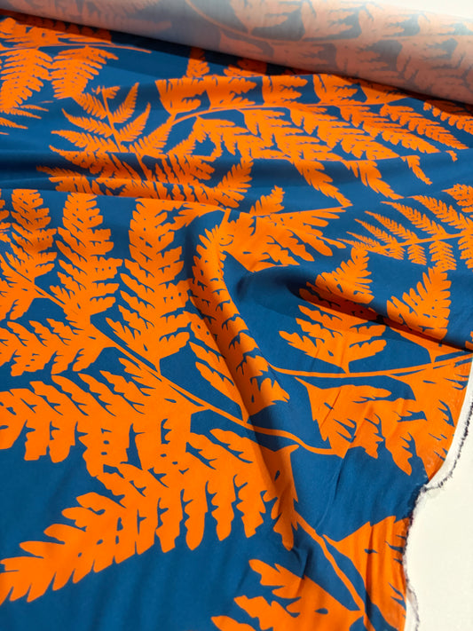 KRUSTY 022 petrol/orange viscose twill print