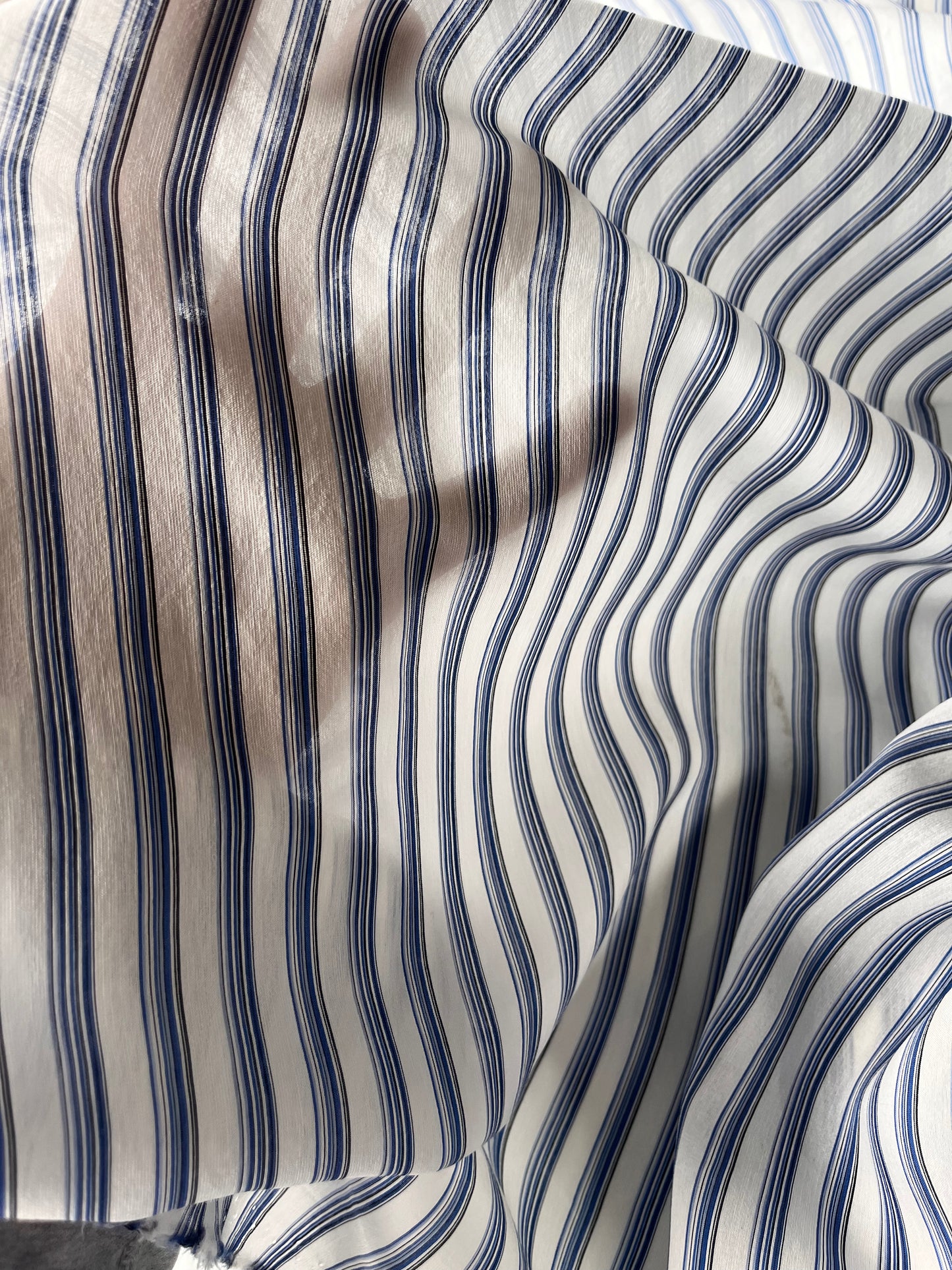 CELIA 012 viscose/silk stripes multi blue/white