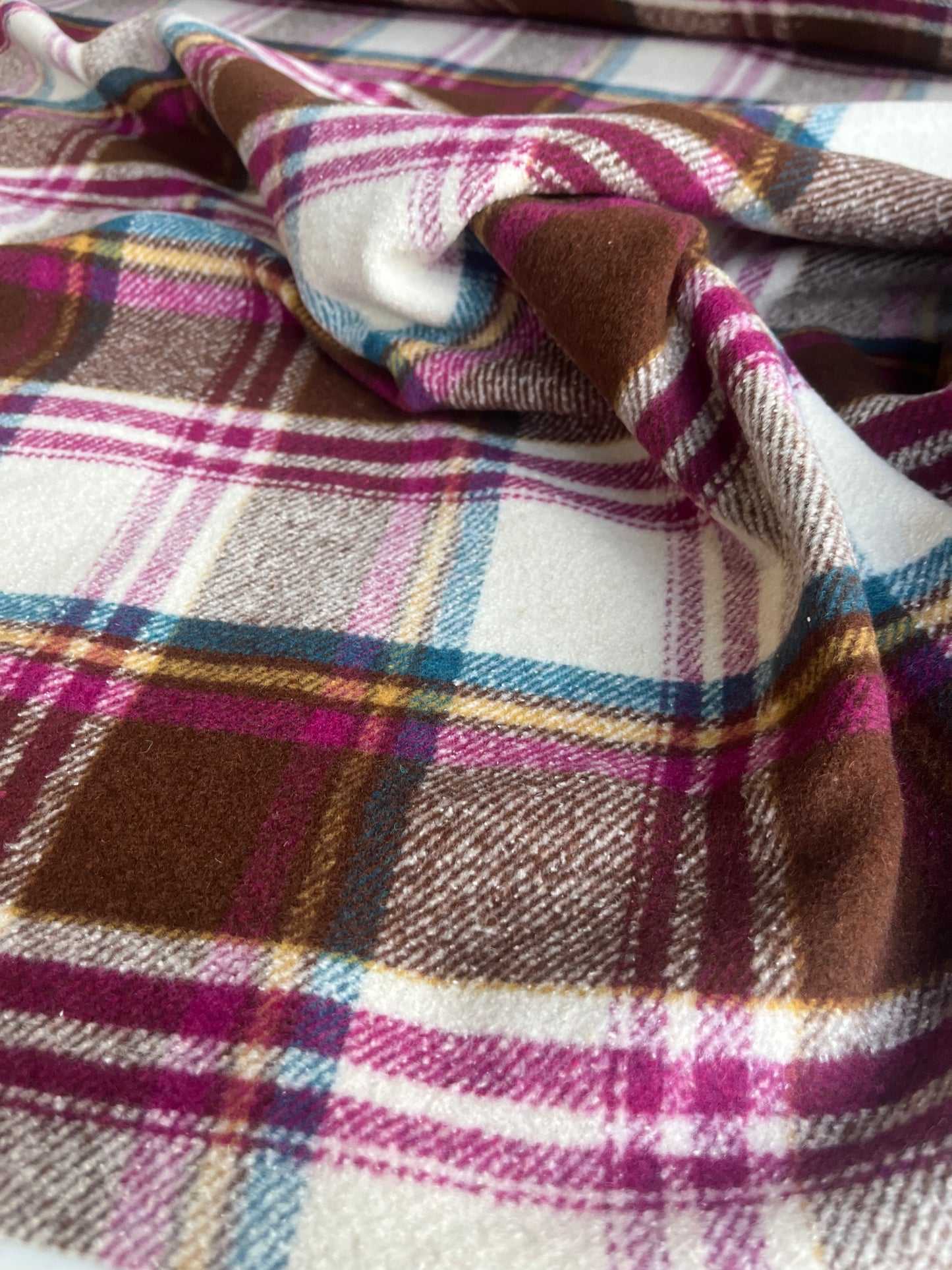 ZACHARIE 006 heavy wool check brown/petrol/mauve