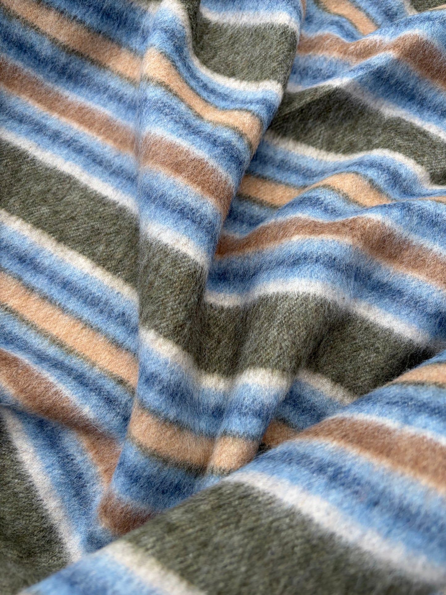 WOOL EDIT 019 ice blue/khaky striped heavy wool drape
