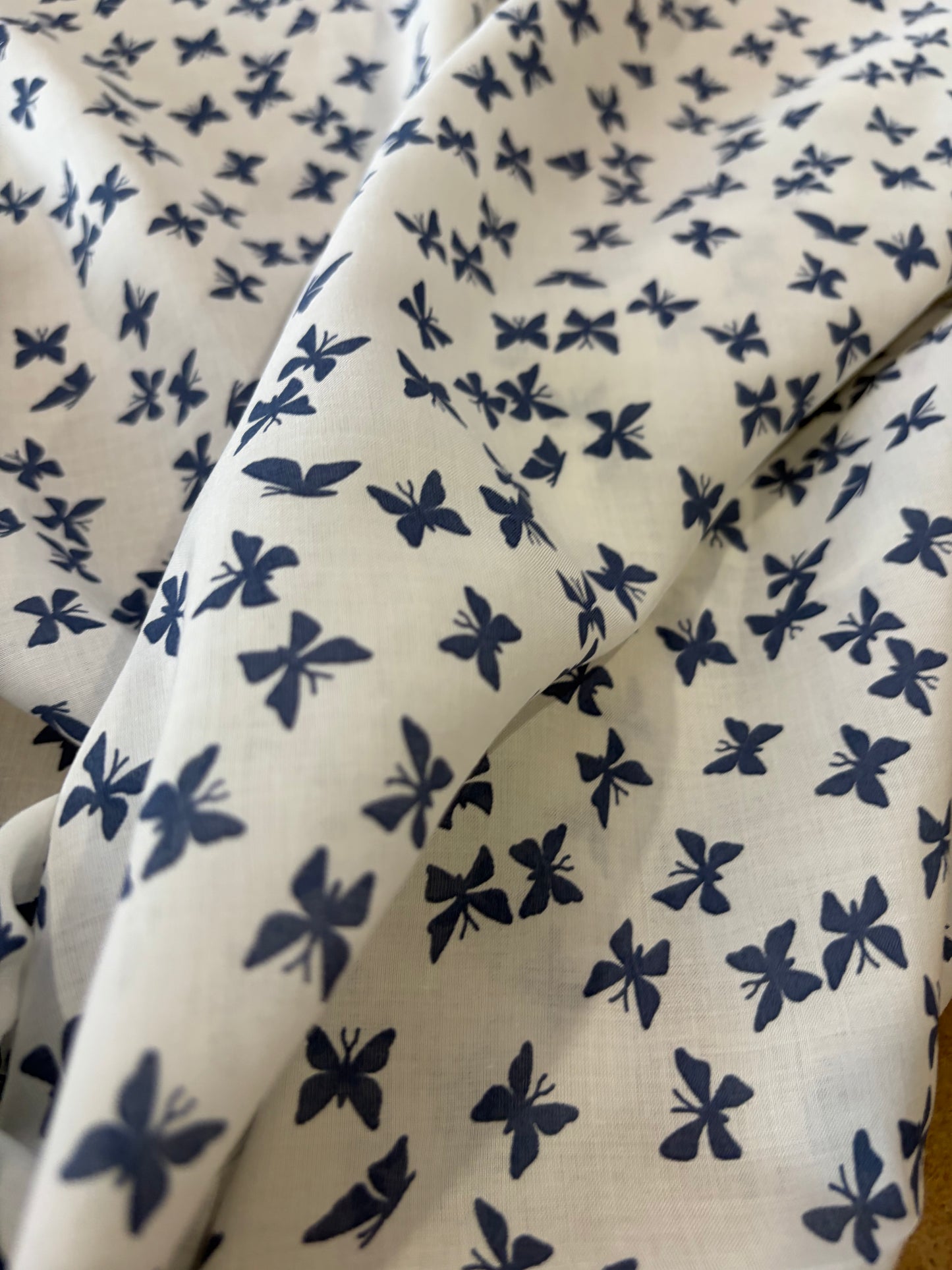 KRUSTY 025 indigo butterflies cotton voile print