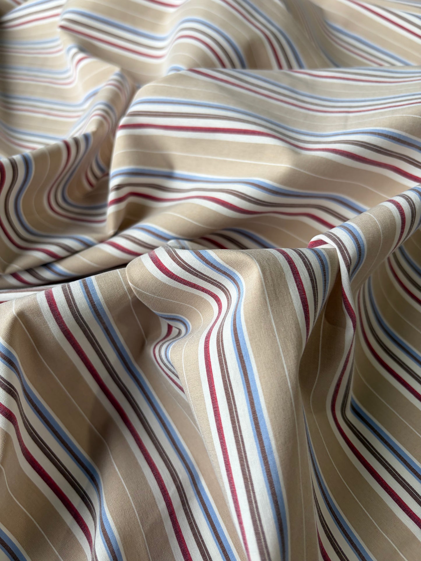 PC BOB 008 cotton bengaline stripes sand/light blue