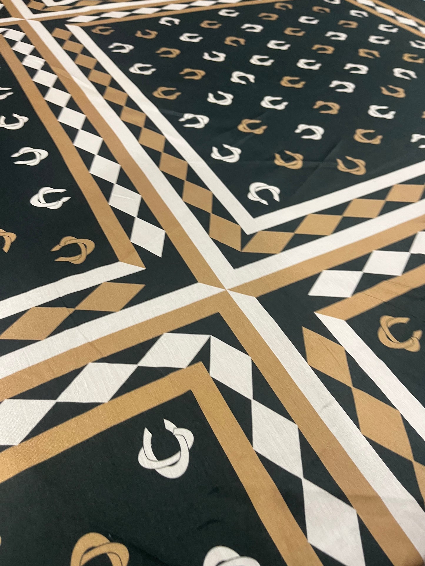 A01 viscose satin brown foulard print