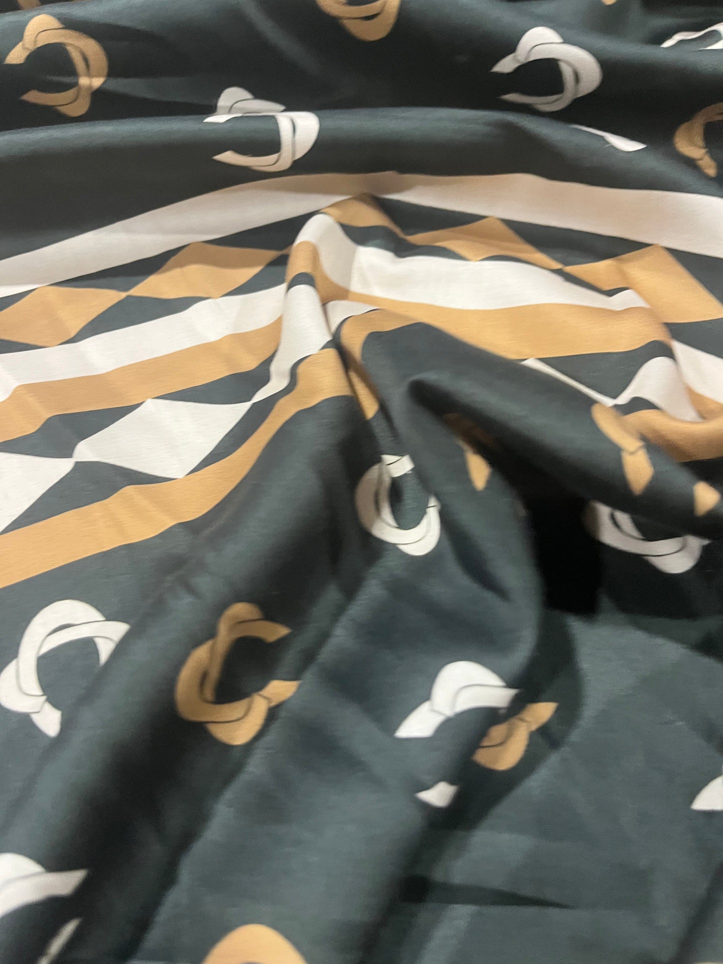 A01 viscose satin brown foulard print