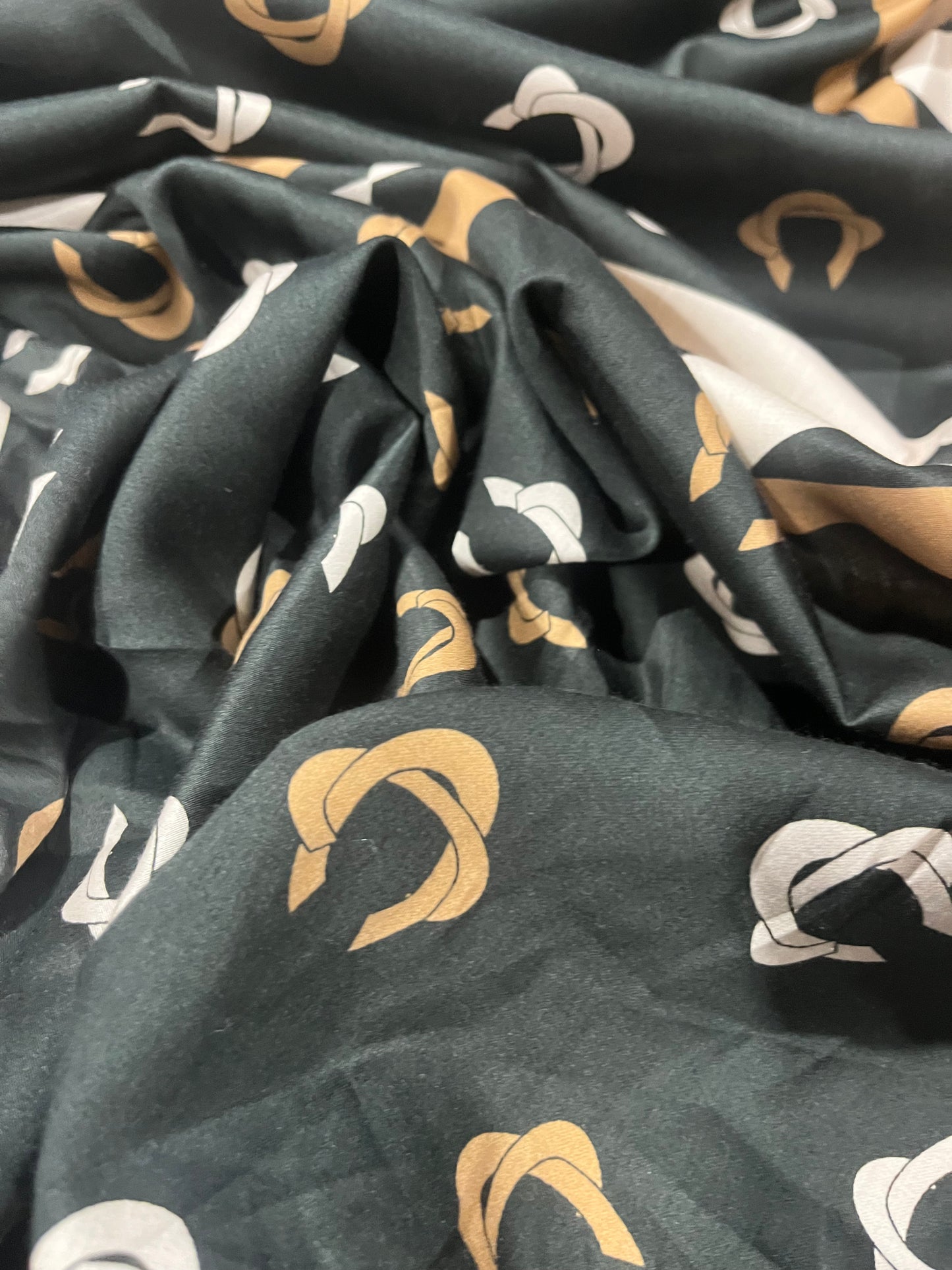 A01 viscose satin brown foulard print