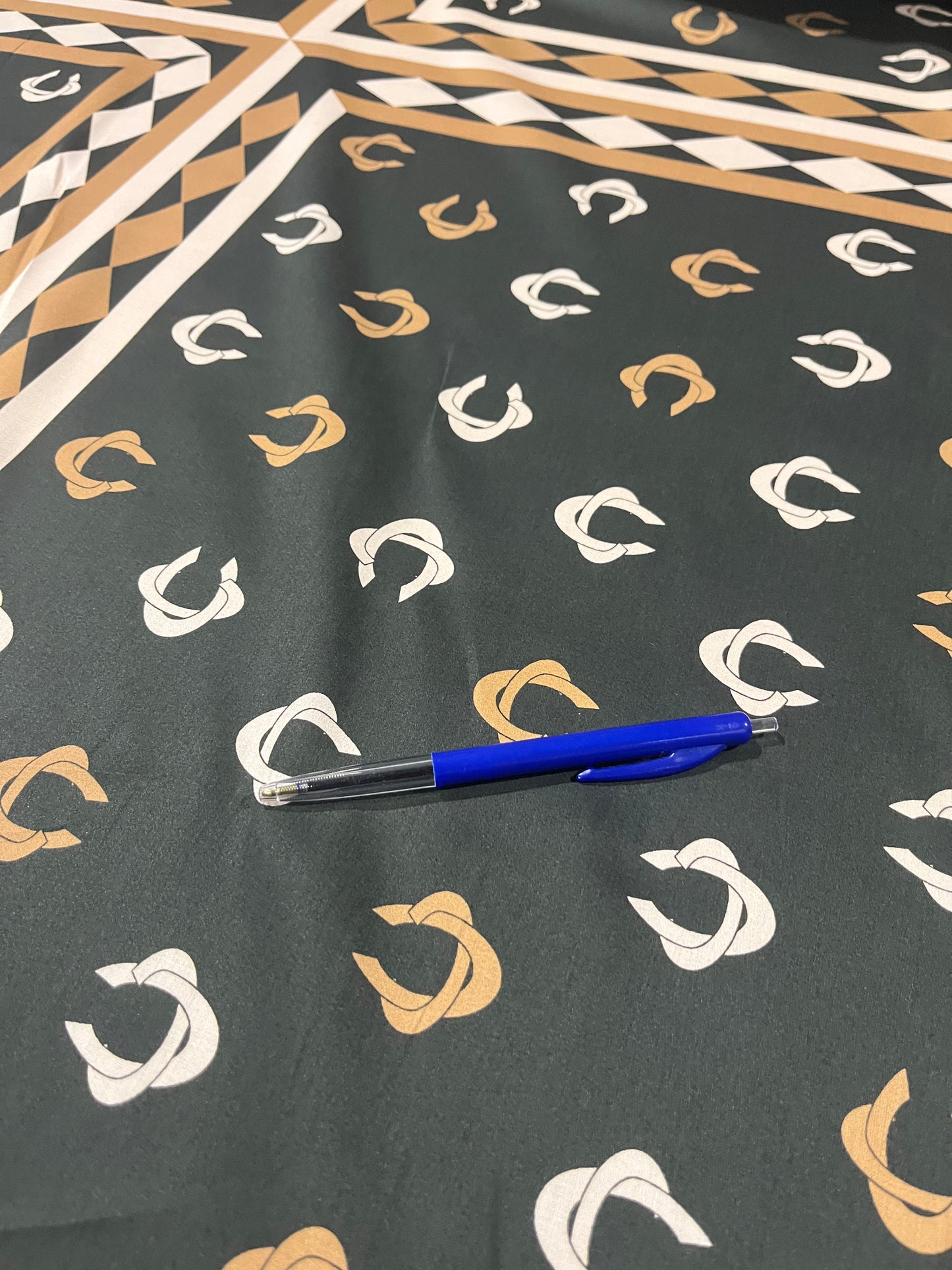 A01 viscose satin brown foulard print