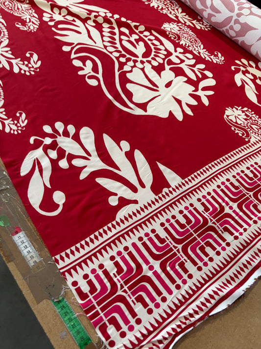 KRUSTY 034 red floral double border viscose print