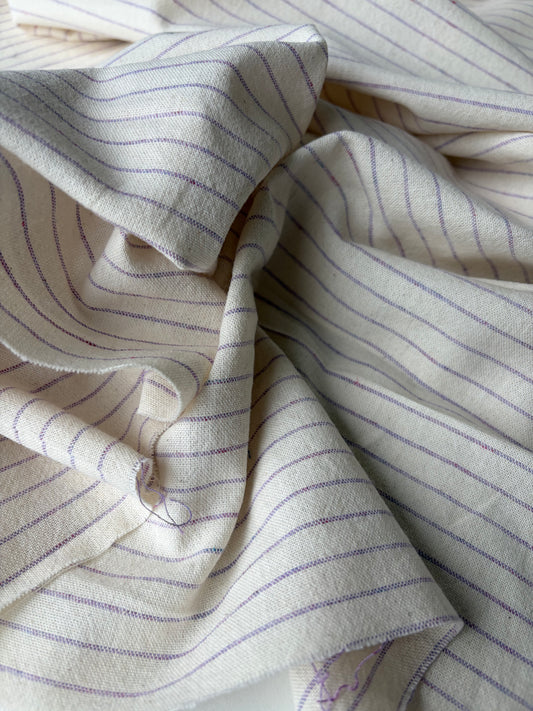 BOB 017 washed cotton linen stripe naturel/lilac