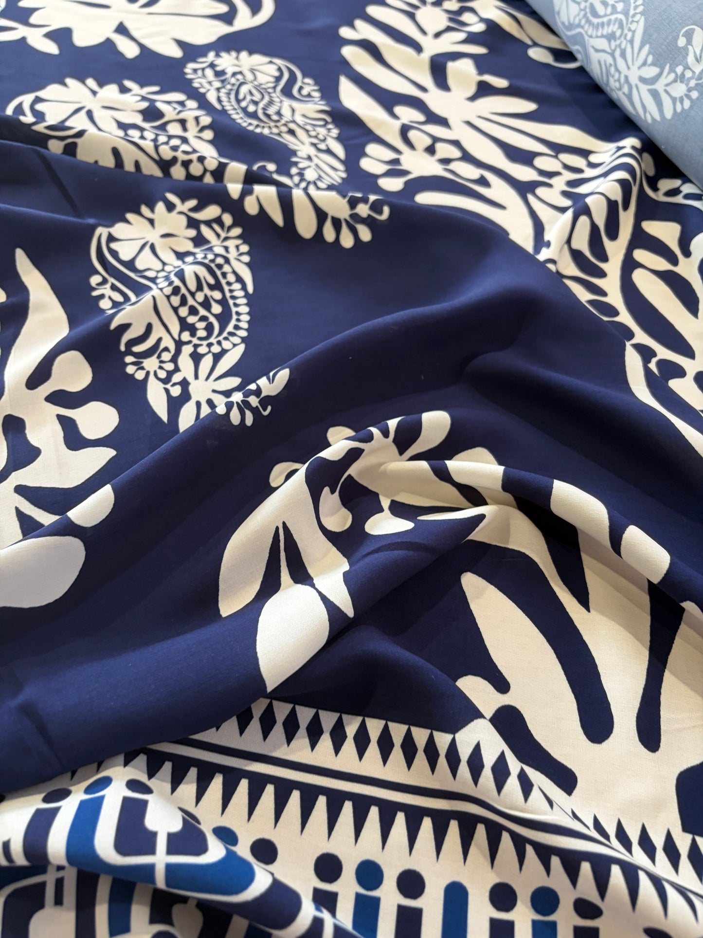 KRUSTY 035 blue floral double border viscose print