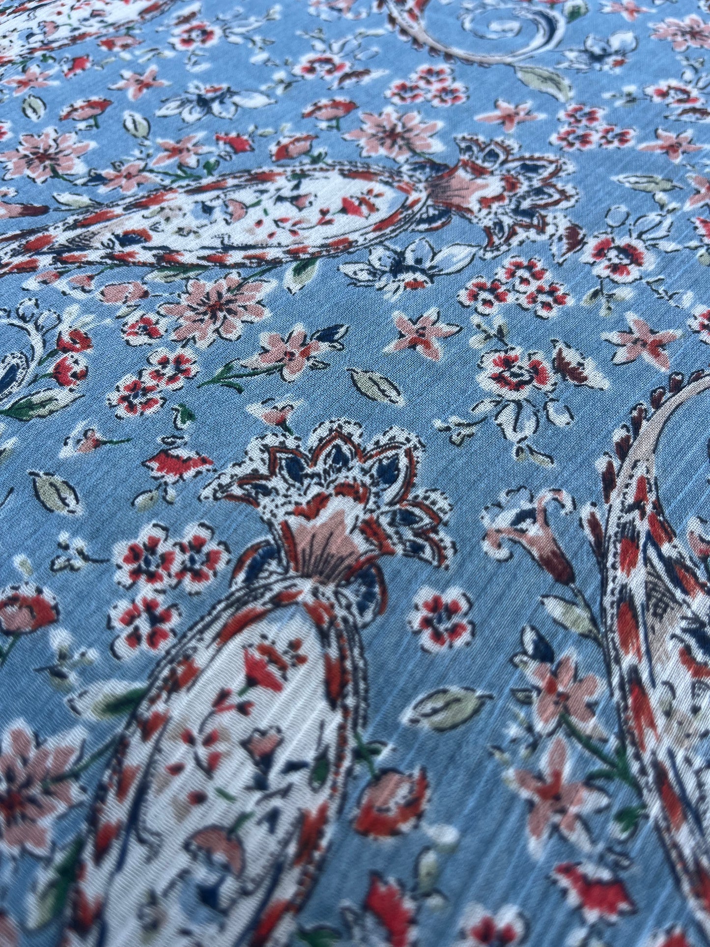 JUSTIN 015 crepon with romantic flower print light blue