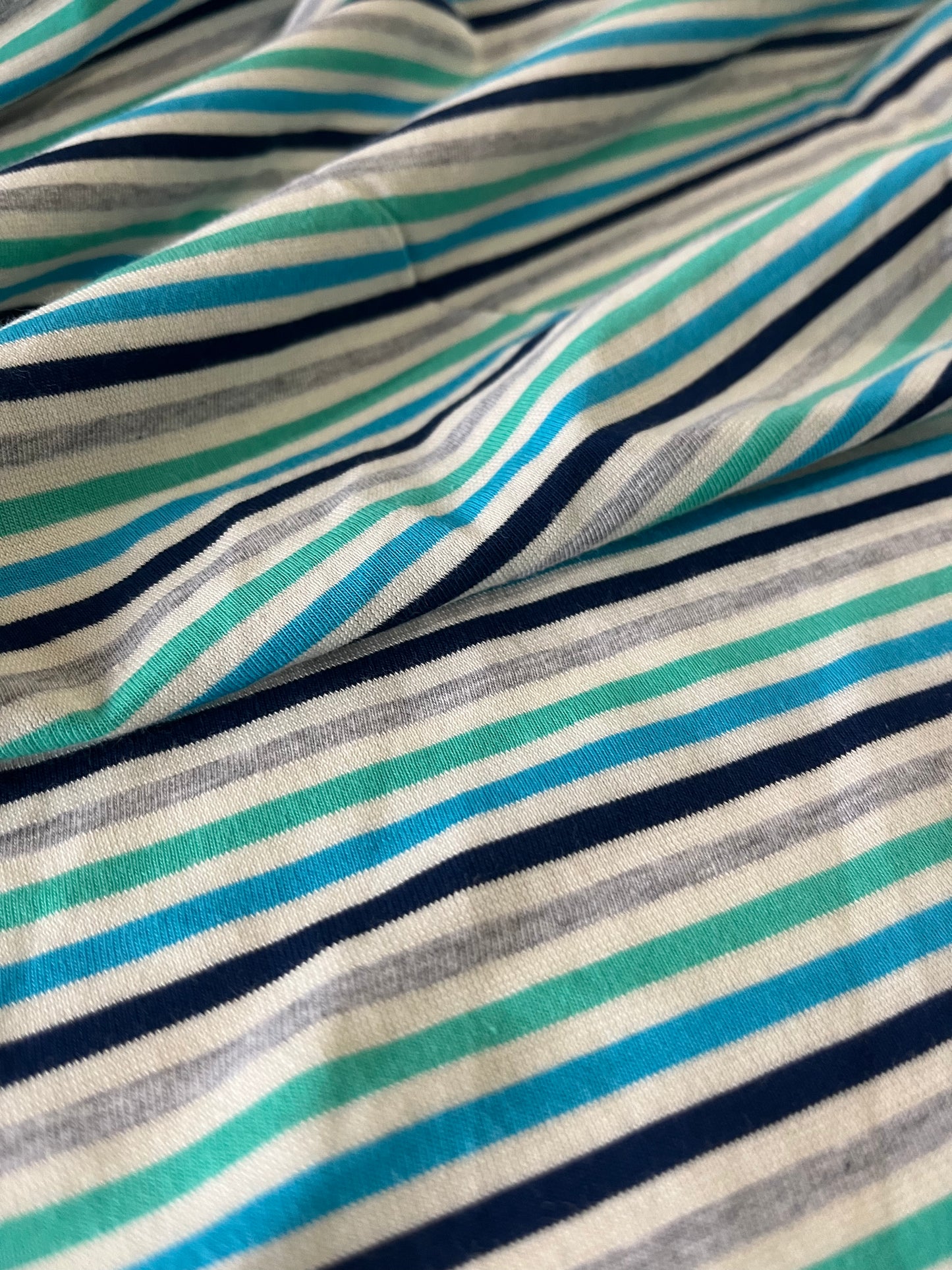 BLUE ZONE 017 cotton jersey stripes navy/turquoise/green