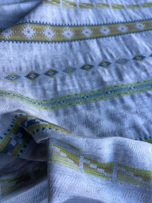 KAREN 019 jacquard with ethnical stripes green