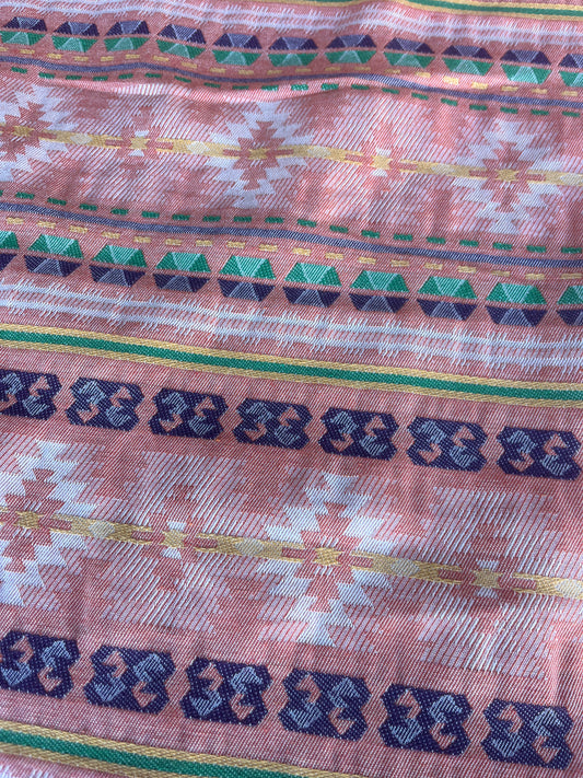 KAREN 020 jacquard with ethnical stripes pink