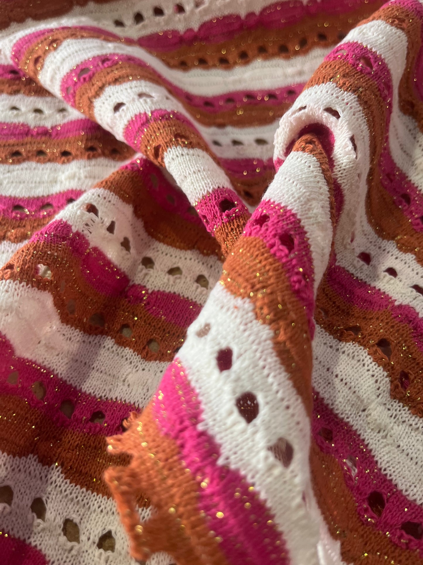 Cesare 006 cotton fantasy crochet stripes pink/brique