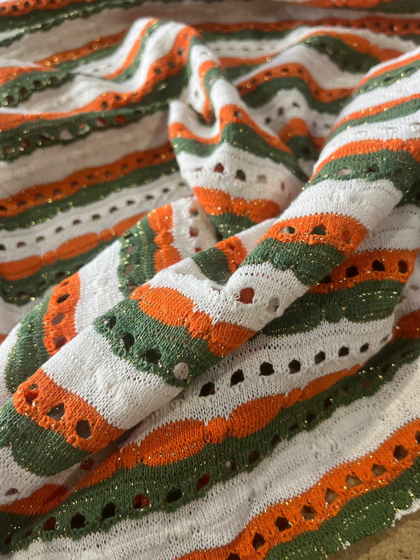 Cesare 007 cotton fantasy crochet stripes orange/khaky