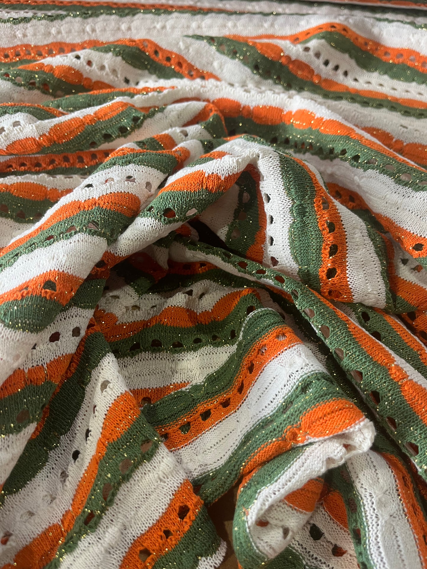 Cesare 007 cotton fantasy crochet stripes orange/khaky