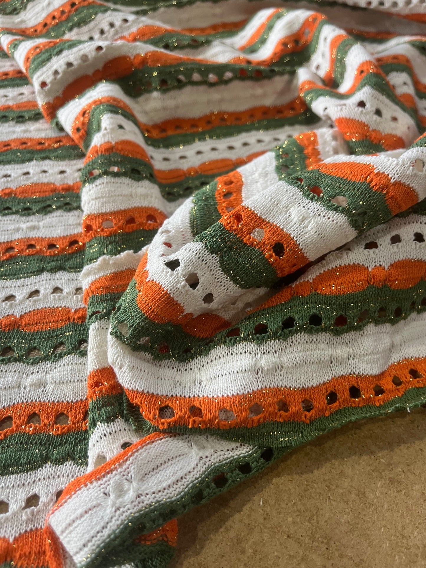 Cesare 007 cotton fantasy crochet stripes orange/khaky
