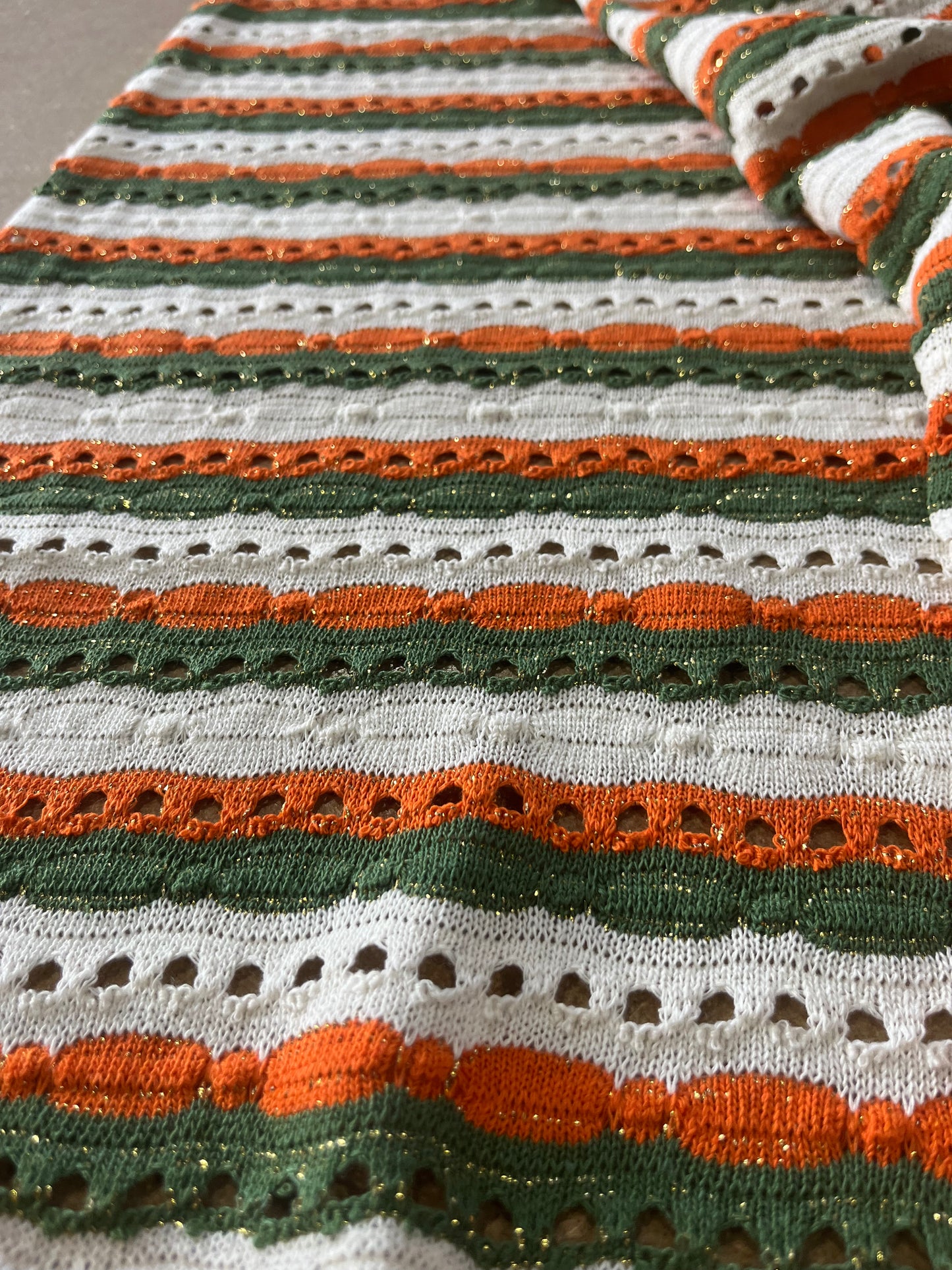 Cesare 007 cotton fantasy crochet stripes orange/khaky