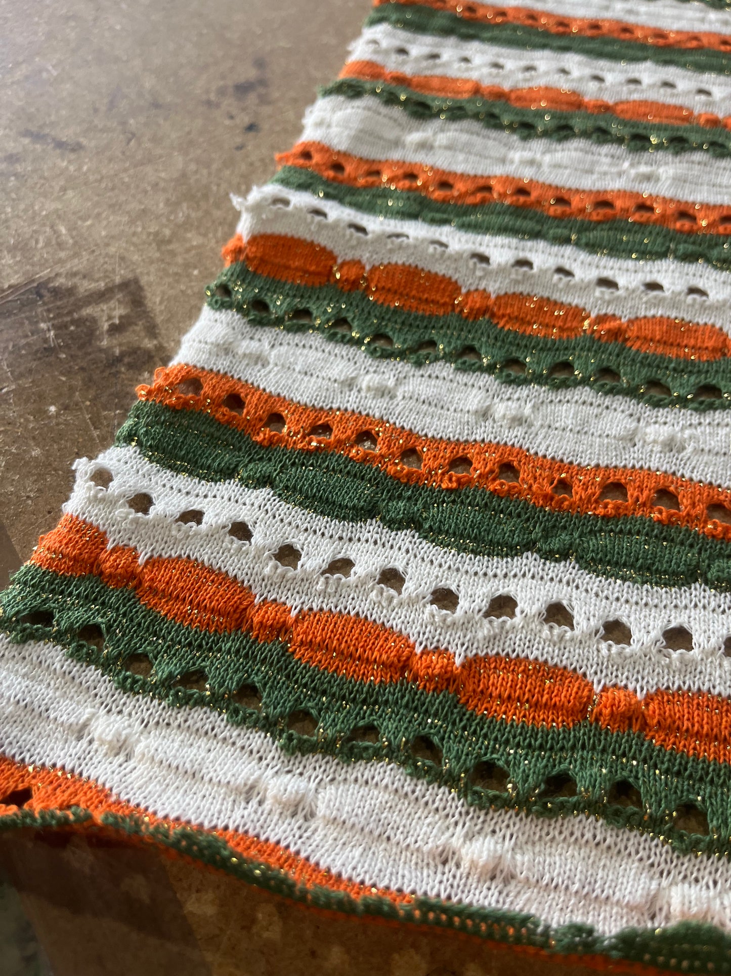 Cesare 007 cotton fantasy crochet stripes orange/khaky