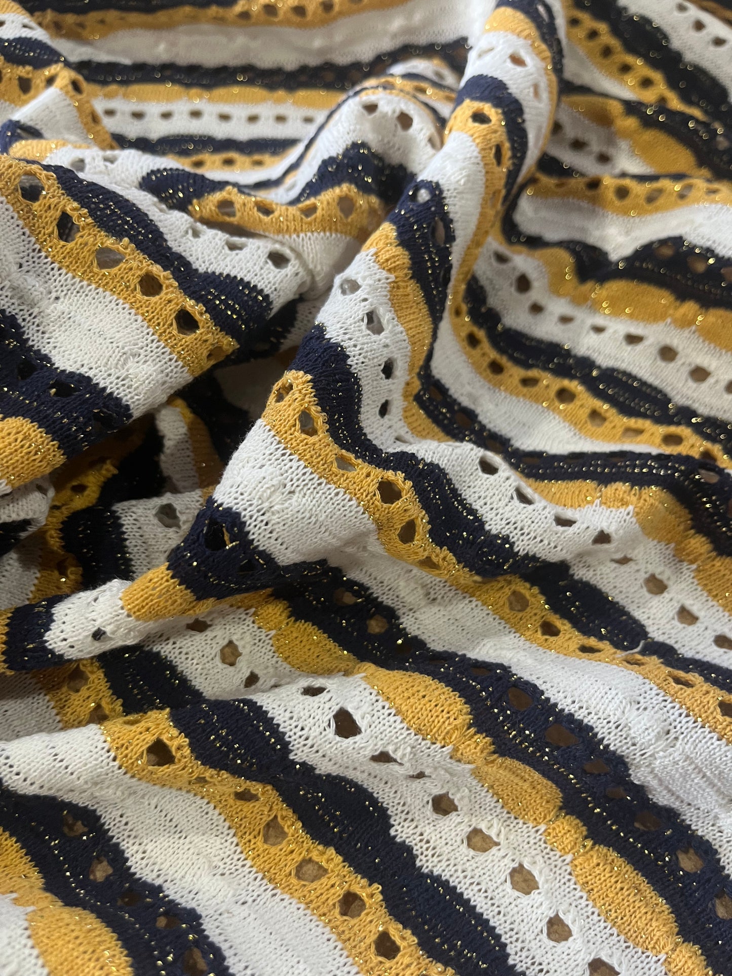 Cesare 008 cotton fantasy crochet stripes navy/yellow