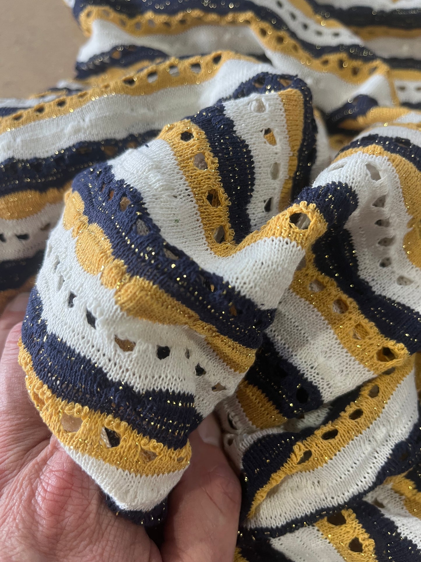 Cesare 008 cotton fantasy crochet stripes navy/yellow