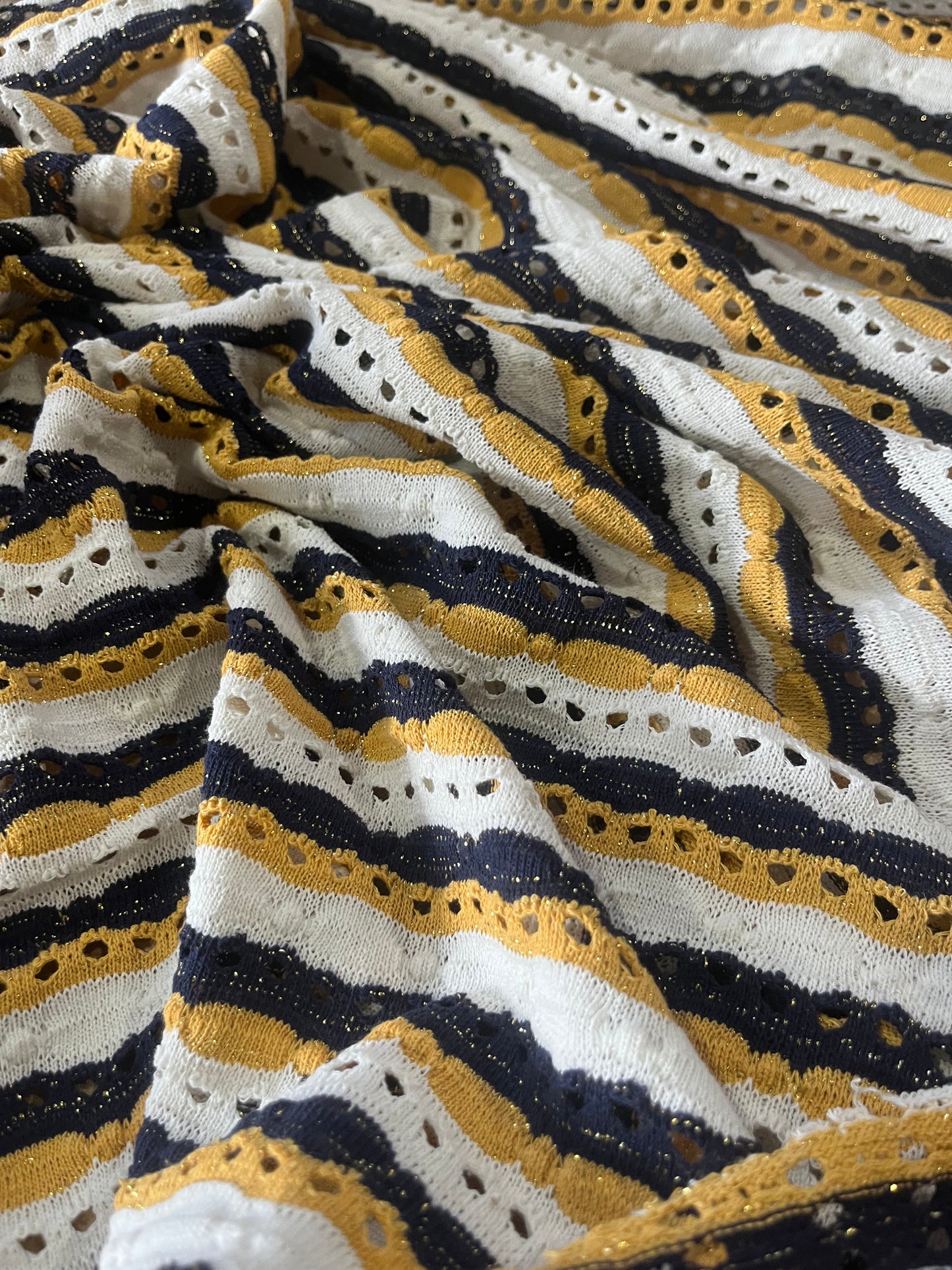 Cesare 008 cotton fantasy crochet stripes navy/yellow