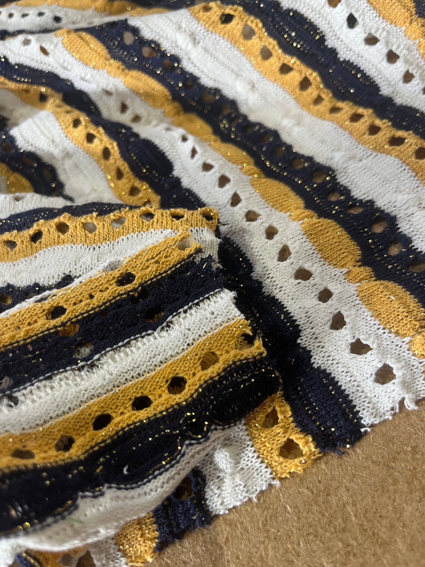 Cesare 008 cotton fantasy crochet stripes navy/yellow