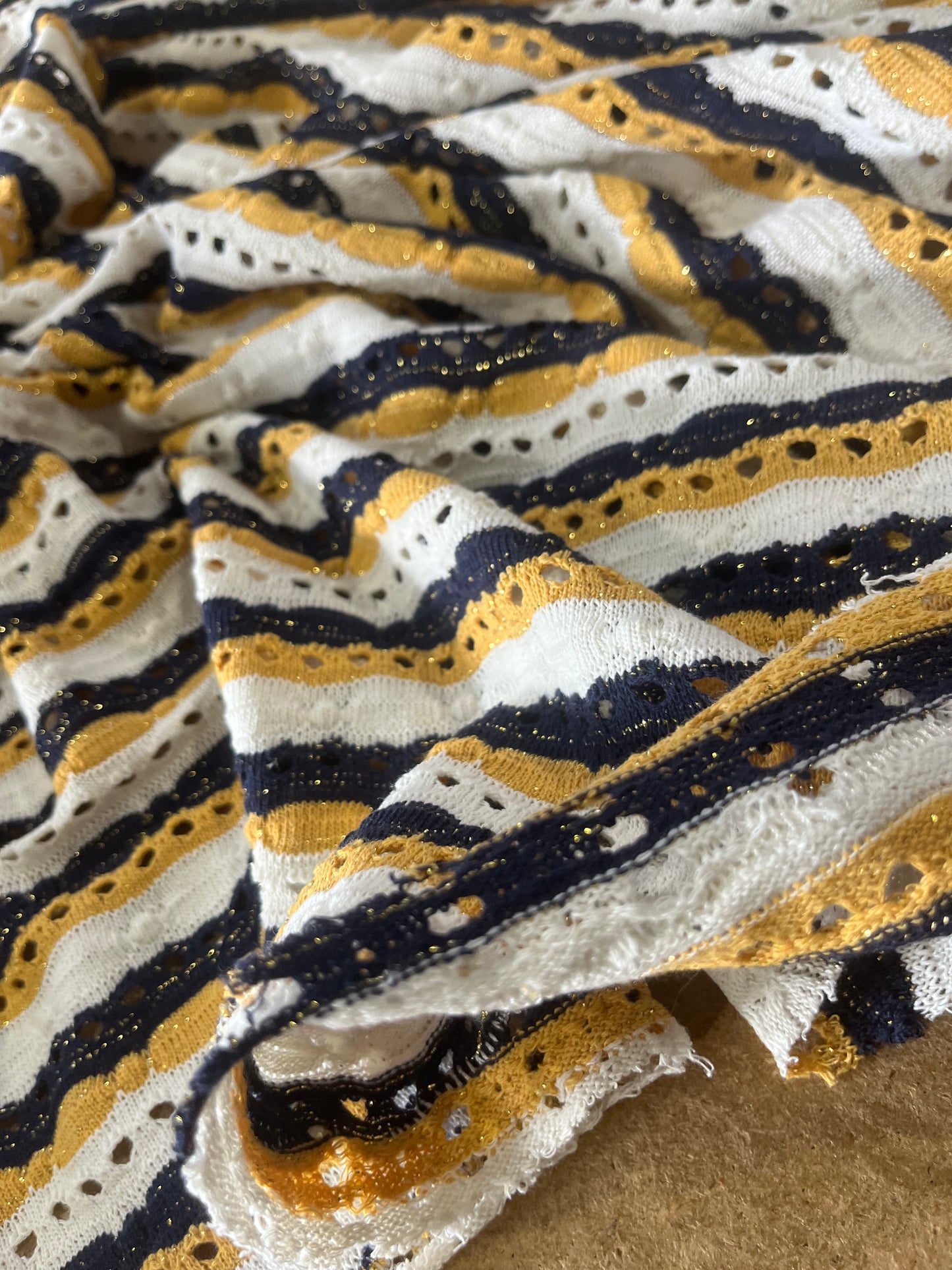 Cesare 008 cotton fantasy crochet stripes navy/yellow
