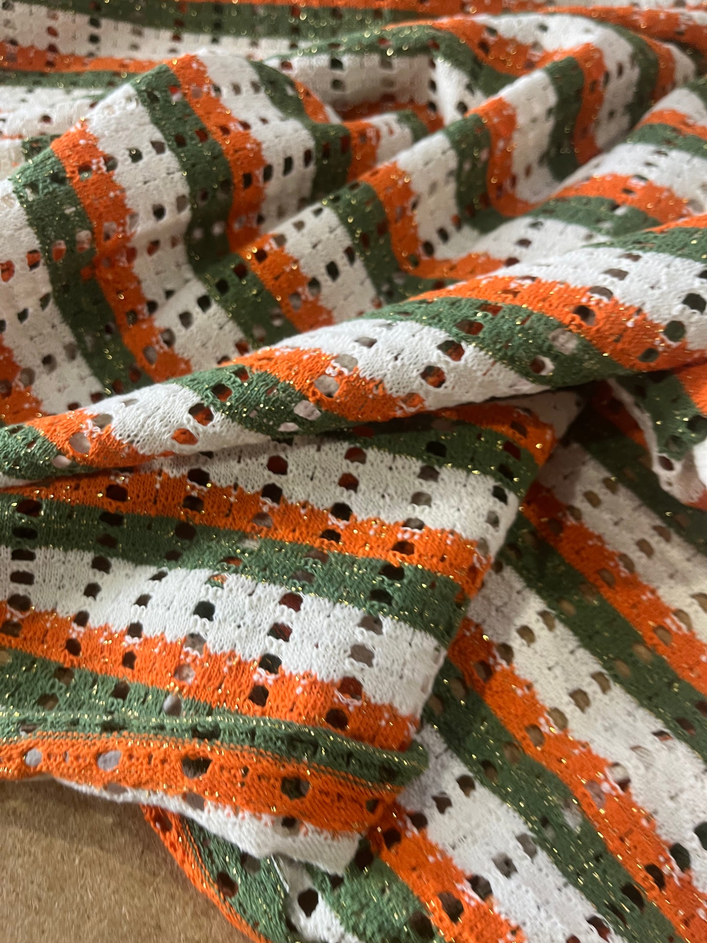 Cesare 009 cotton fantasy crochet stripes khaky/orange