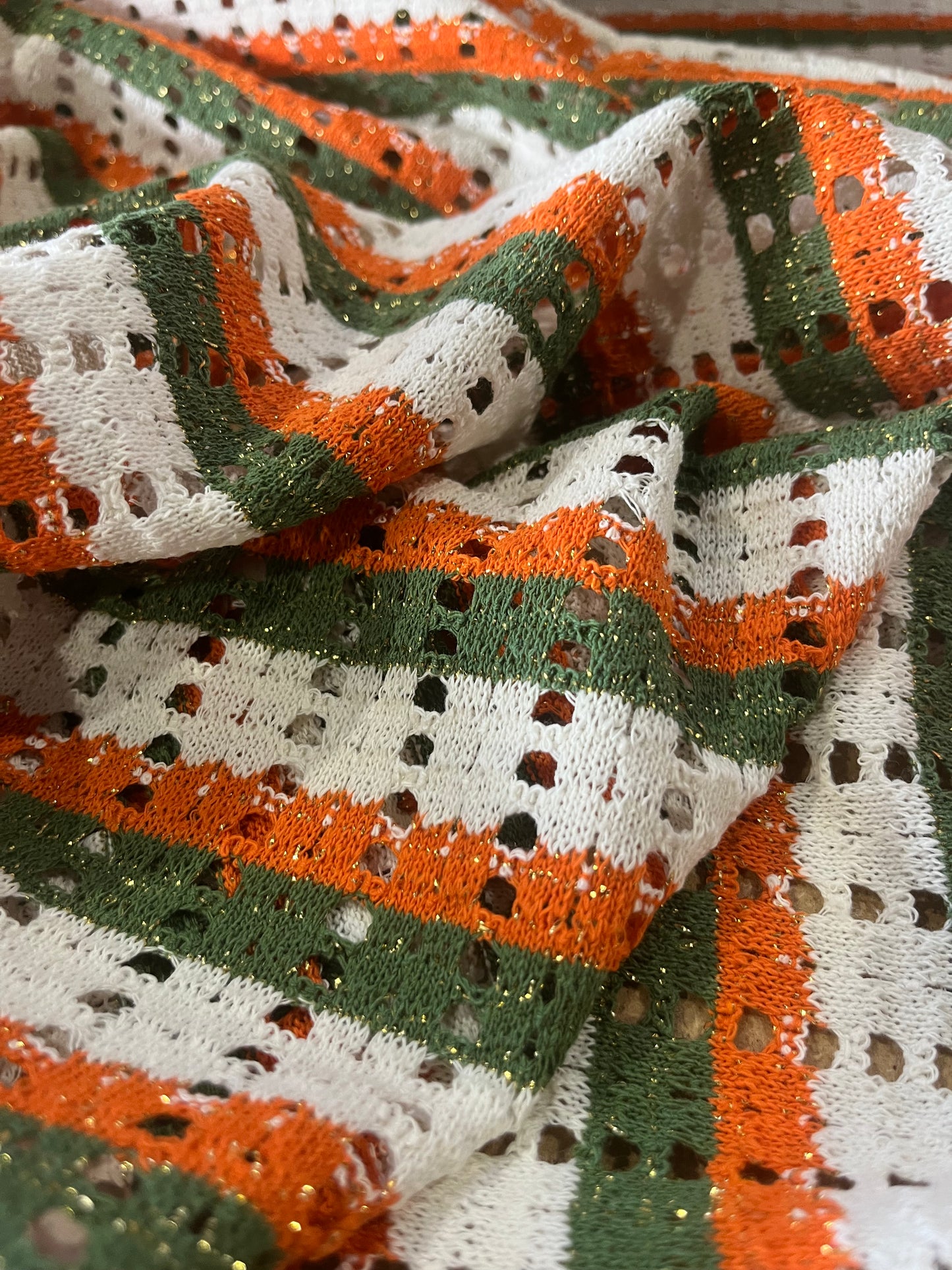 Cesare 009 cotton fantasy crochet stripes khaky/orange