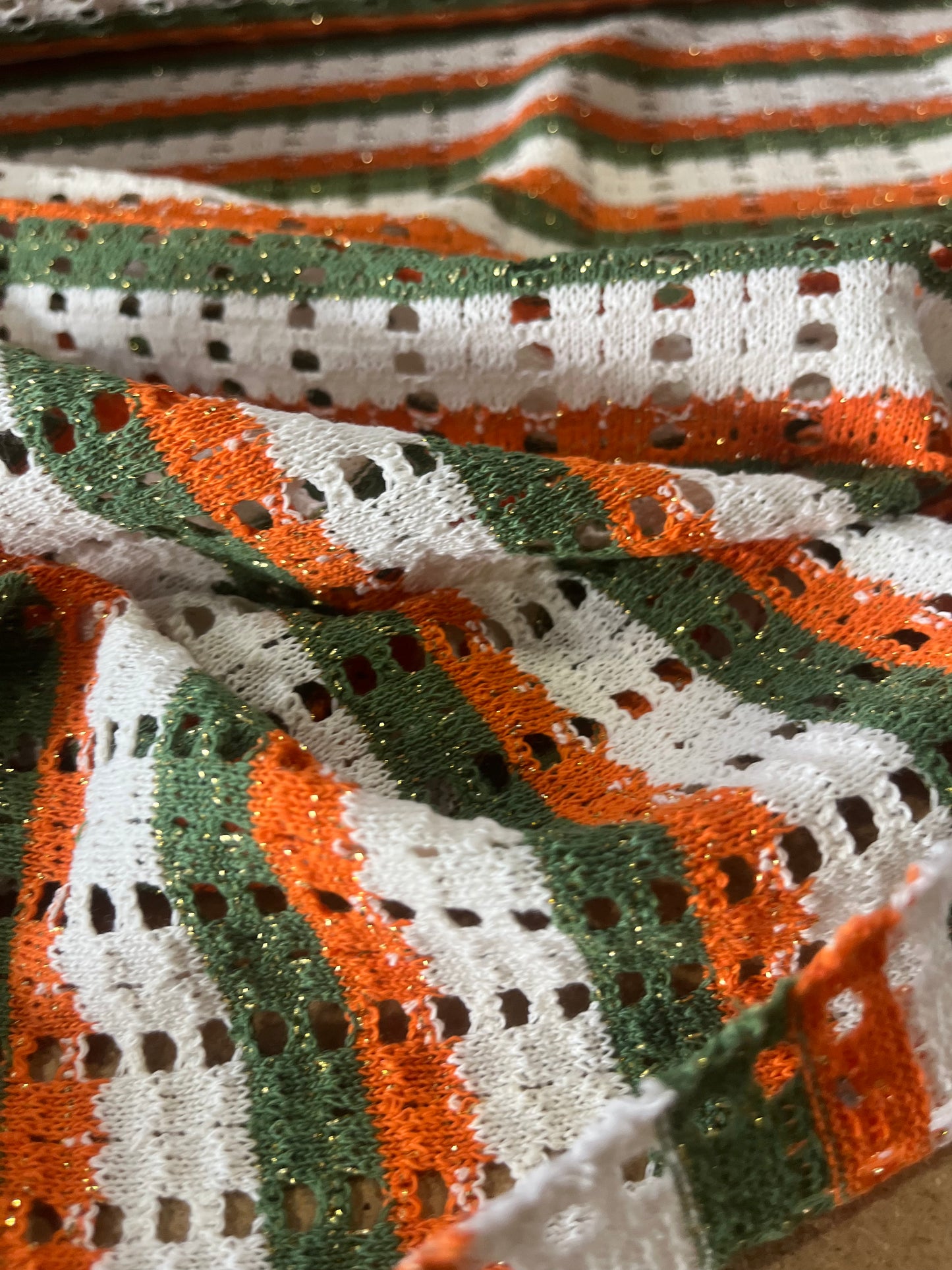Cesare 009 cotton fantasy crochet stripes khaky/orange