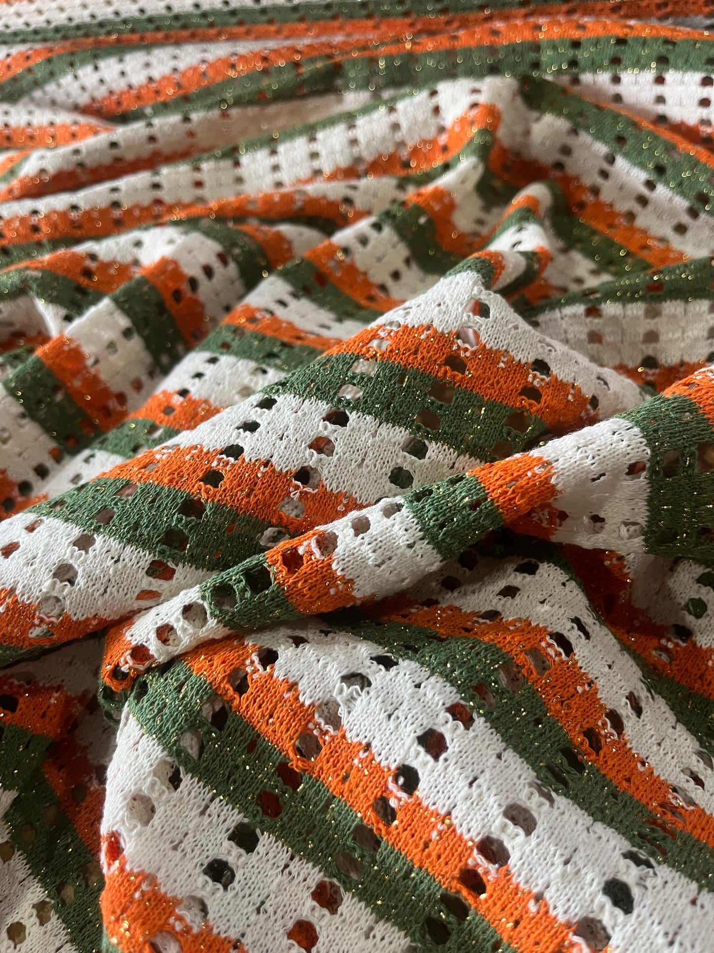 Cesare 009 cotton fantasy crochet stripes khaky/orange