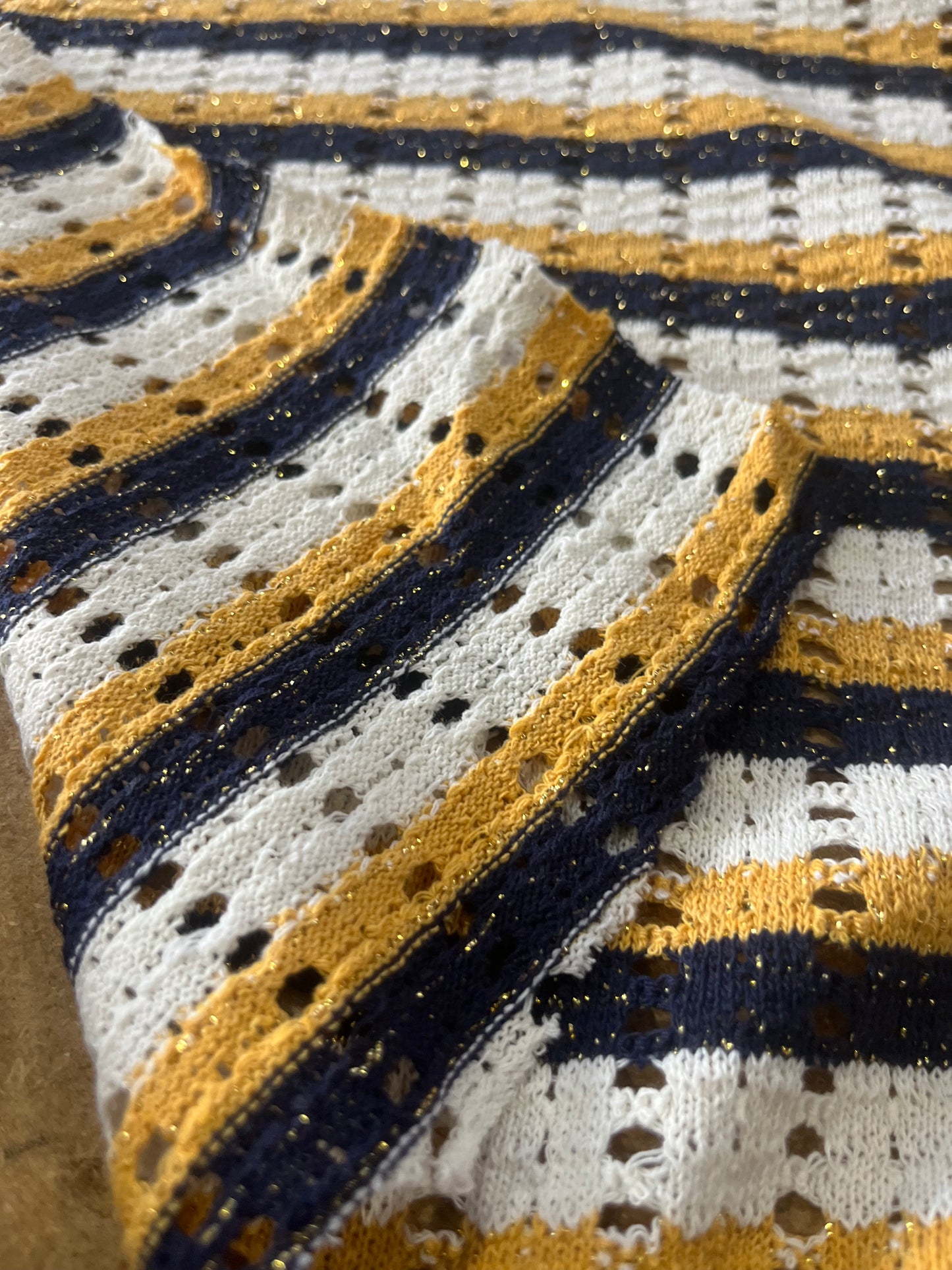 Cesare 010 cotton fantasy crochet stripes yellow/navy