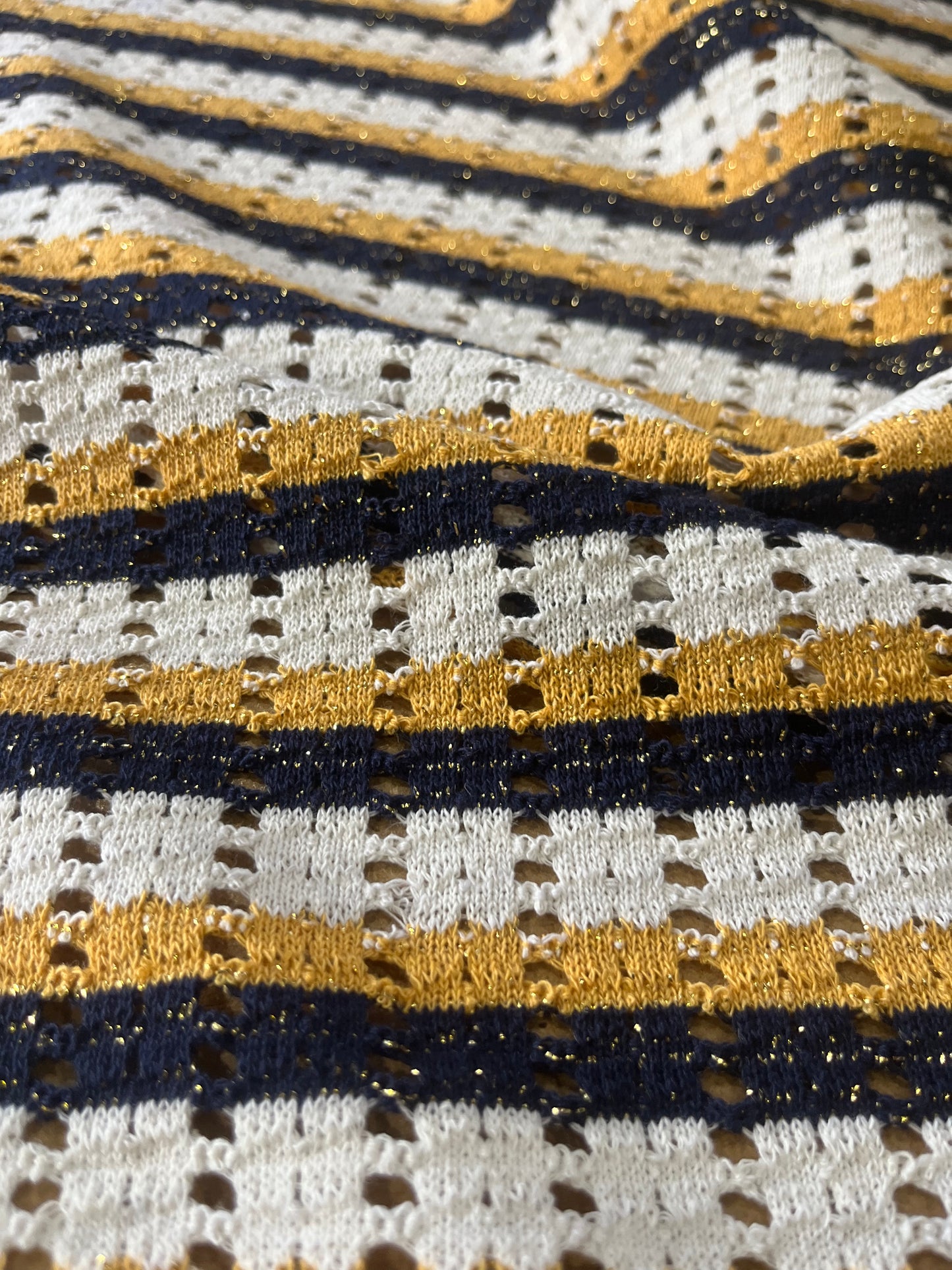 Cesare 010 cotton fantasy crochet stripes yellow/navy