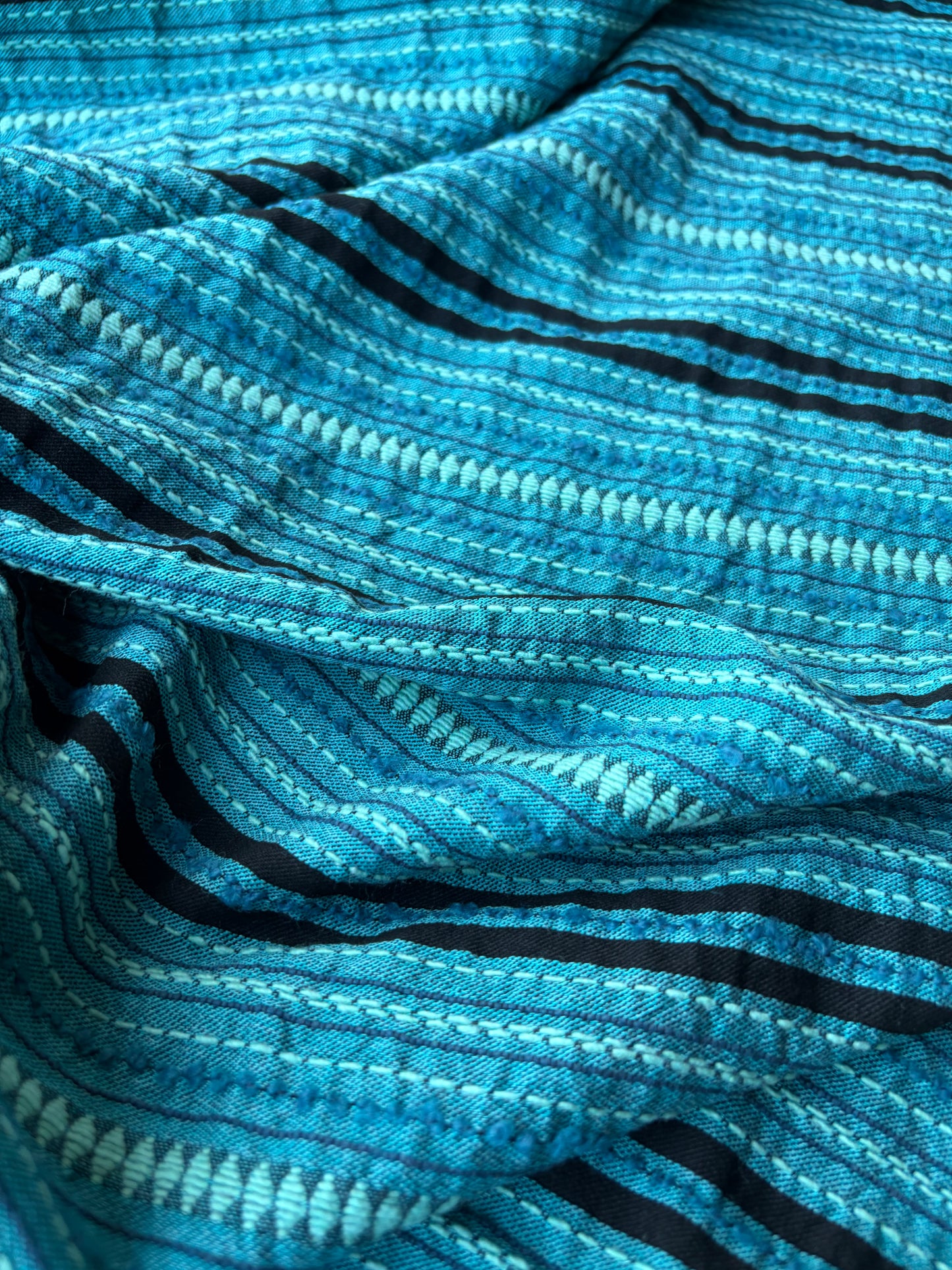 BURNS 017 petrol/black cotton jacquard stripes