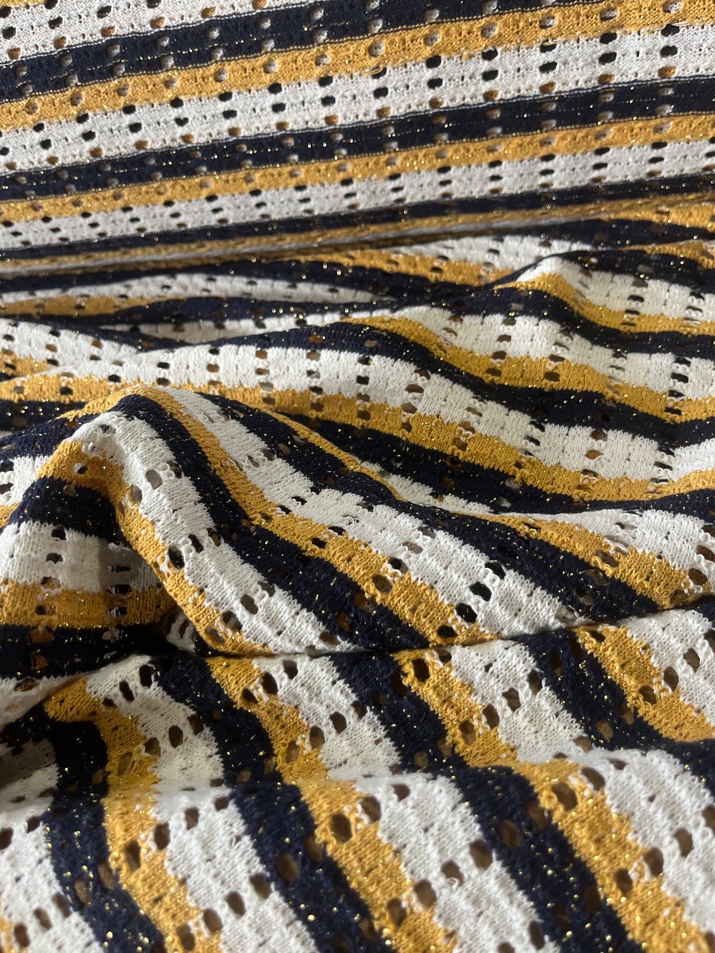 Cesare 010 cotton fantasy crochet stripes yellow/navy