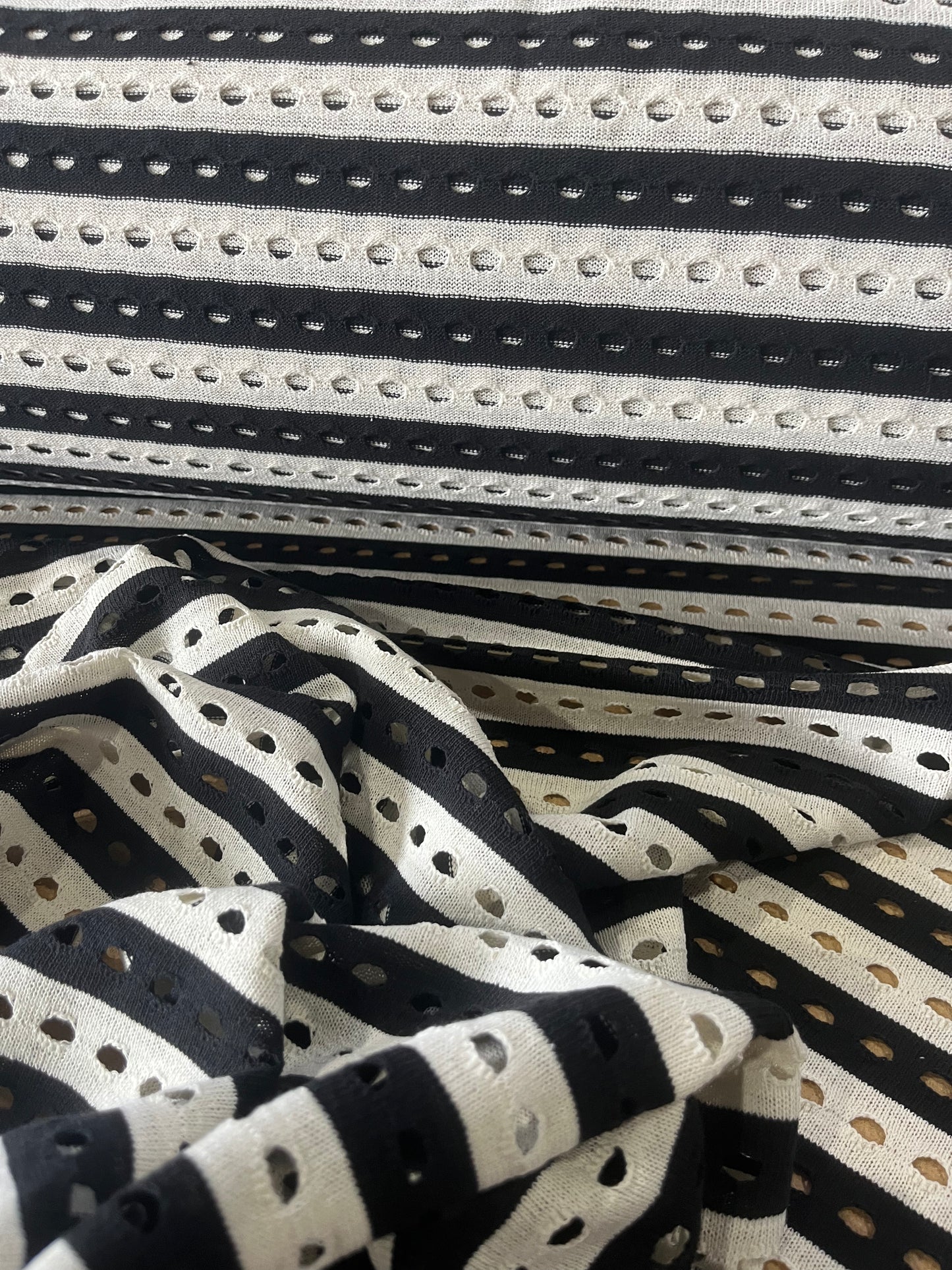 Cesare 011 cotton fantasy crochet stripes black/white